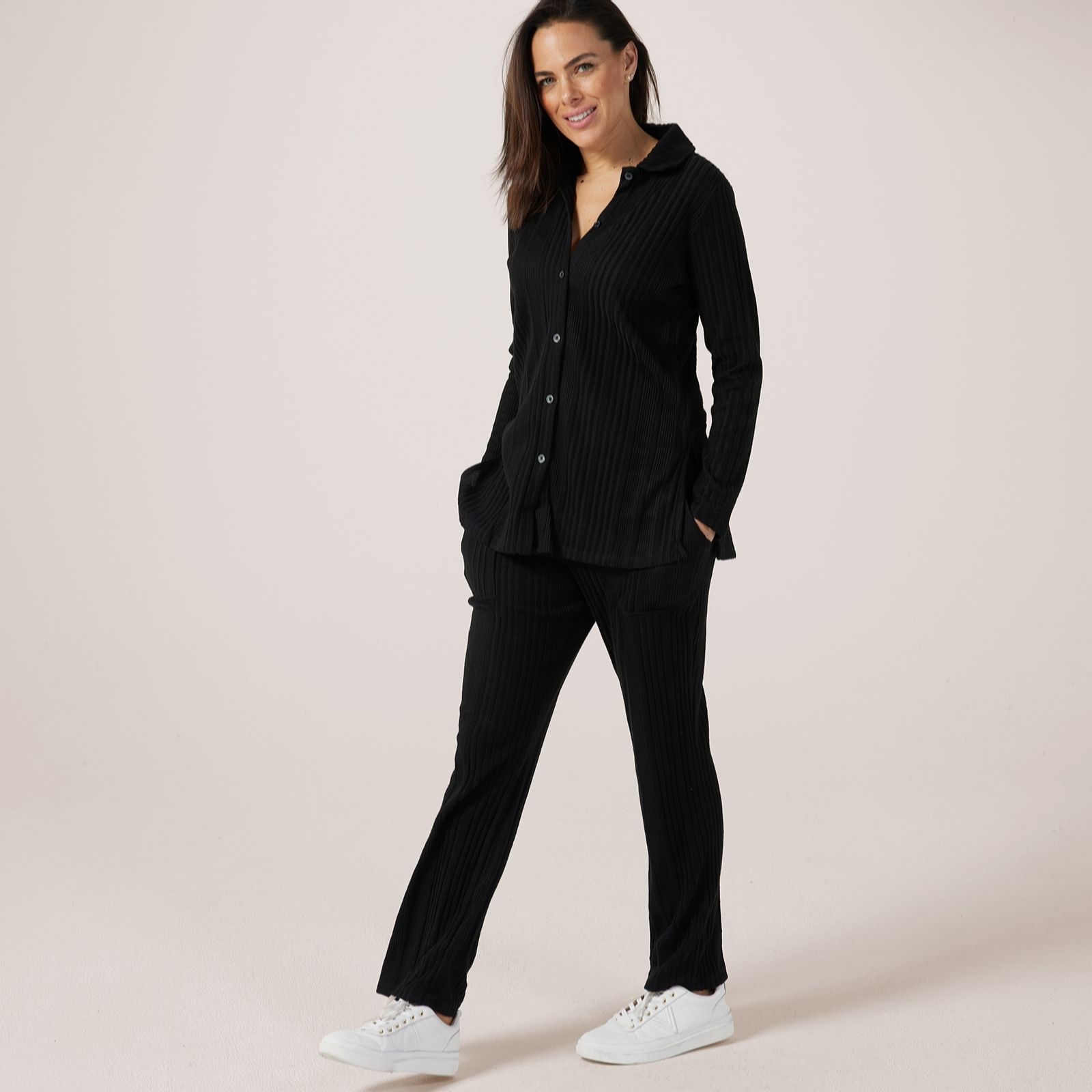 Cuddl Duds Variegated Ribbed Lounge Set women's