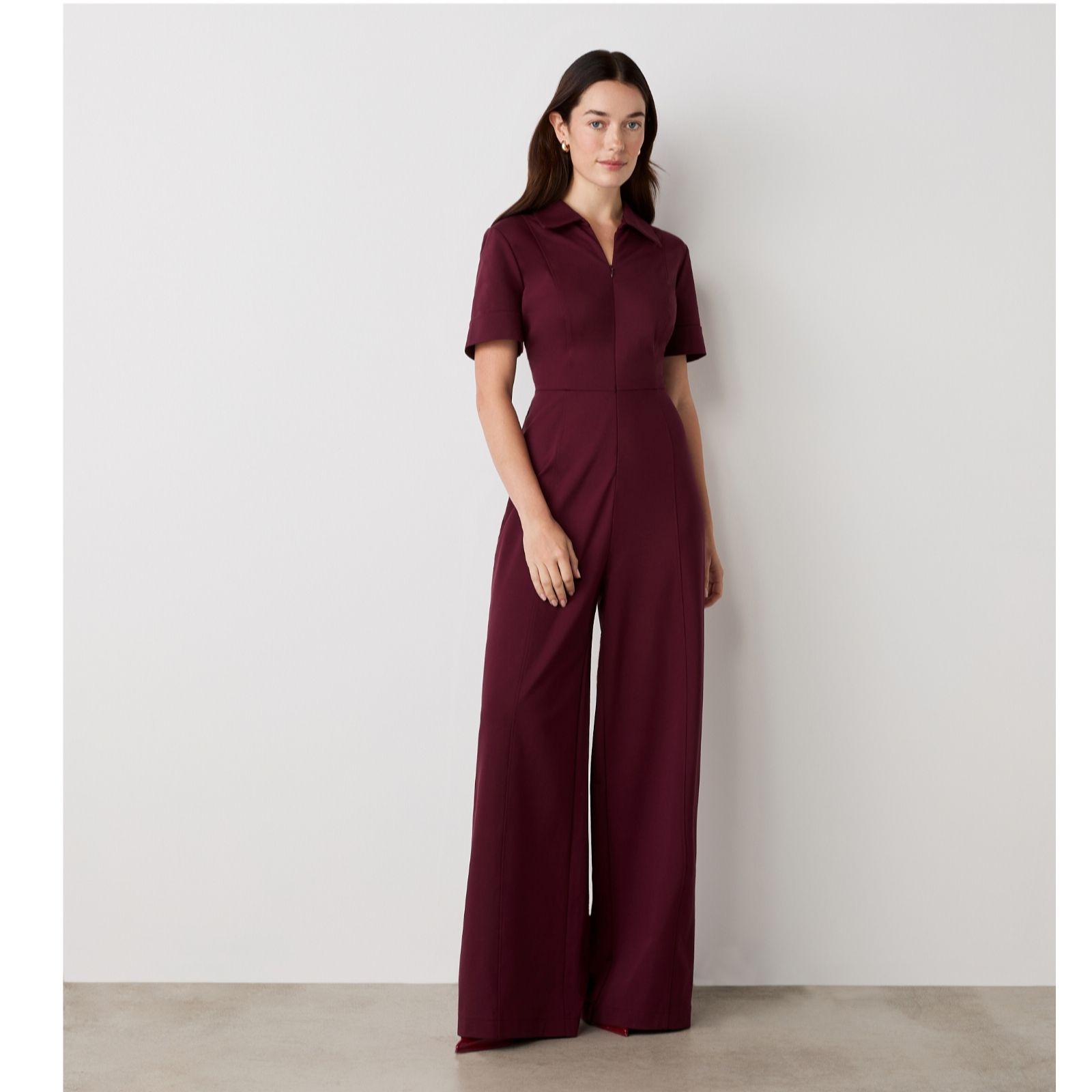 Finery London Marley Ponte Stretch Zip Front Jumpsuit