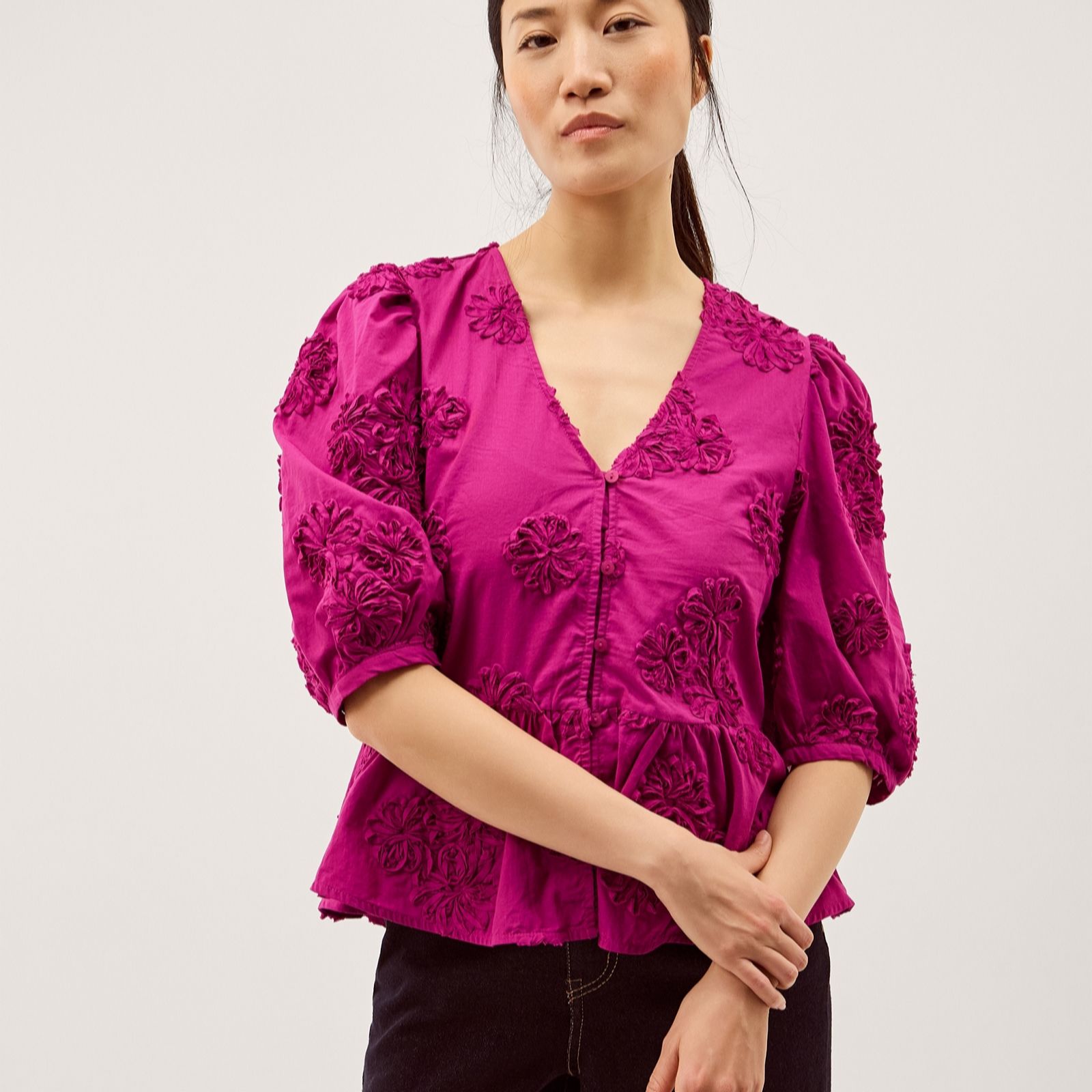 Monsoon Pink Tammy Embroidered Top