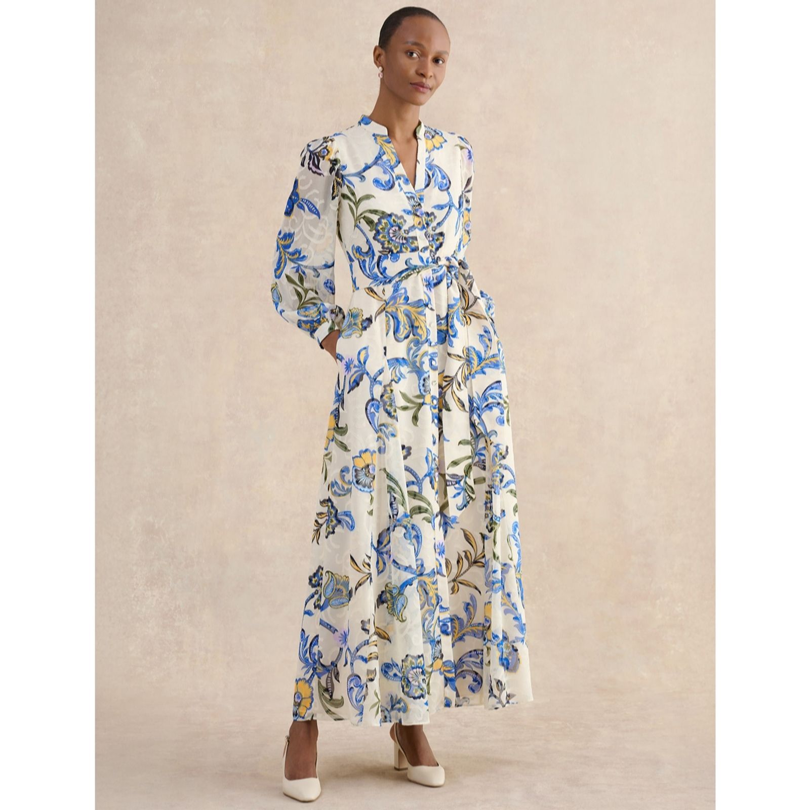 Hobbs London Cream Multi Shanice Dress