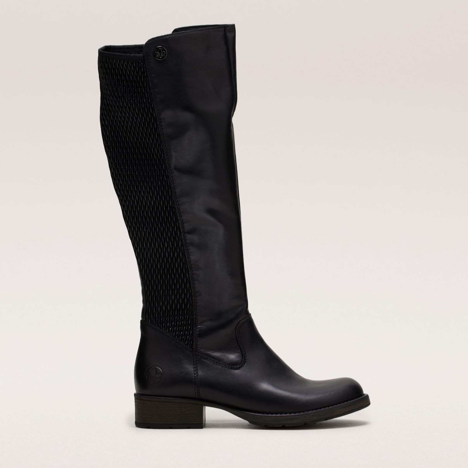 Rieker Black Leather Knee High Boot