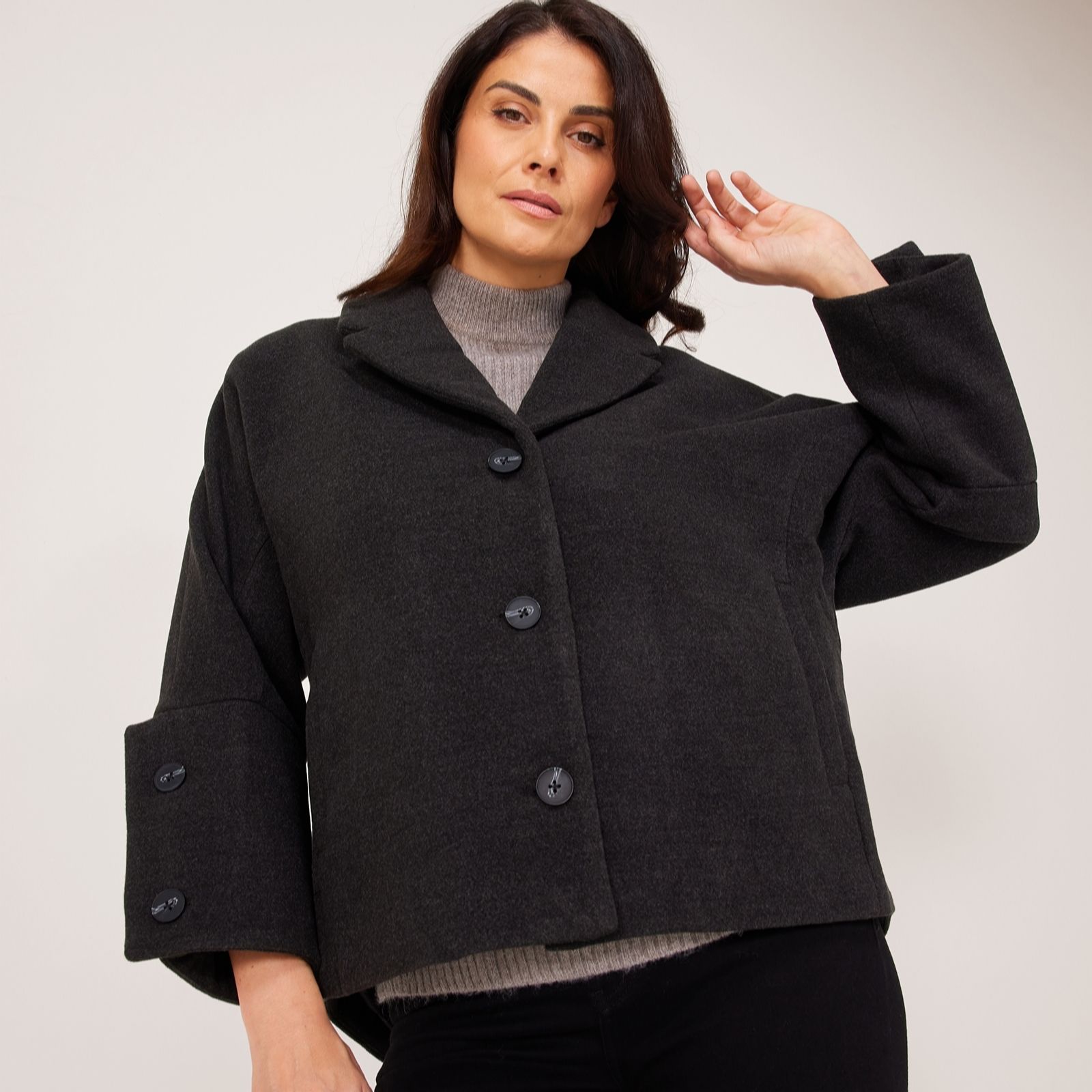 Marlawynne Berry Collection Melton Feel Jacket With Buttons