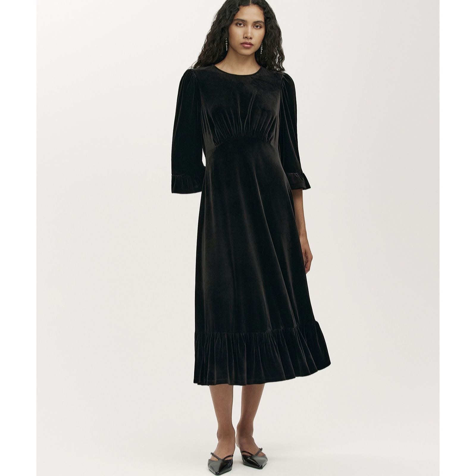 Finery London Scarlett Stretch Velvet Dress Petite women's