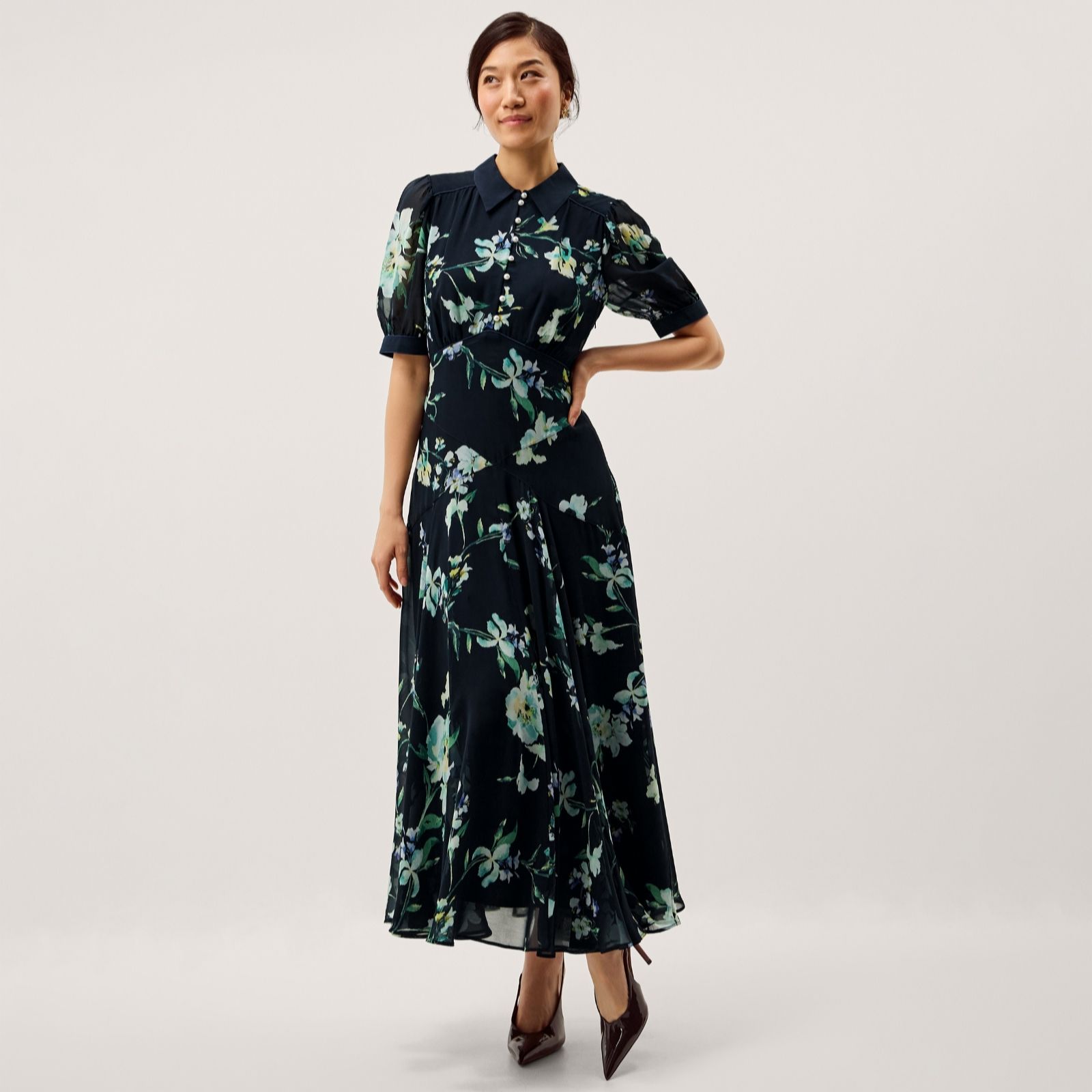 Monsoon Navy Lilwen Floral Dress