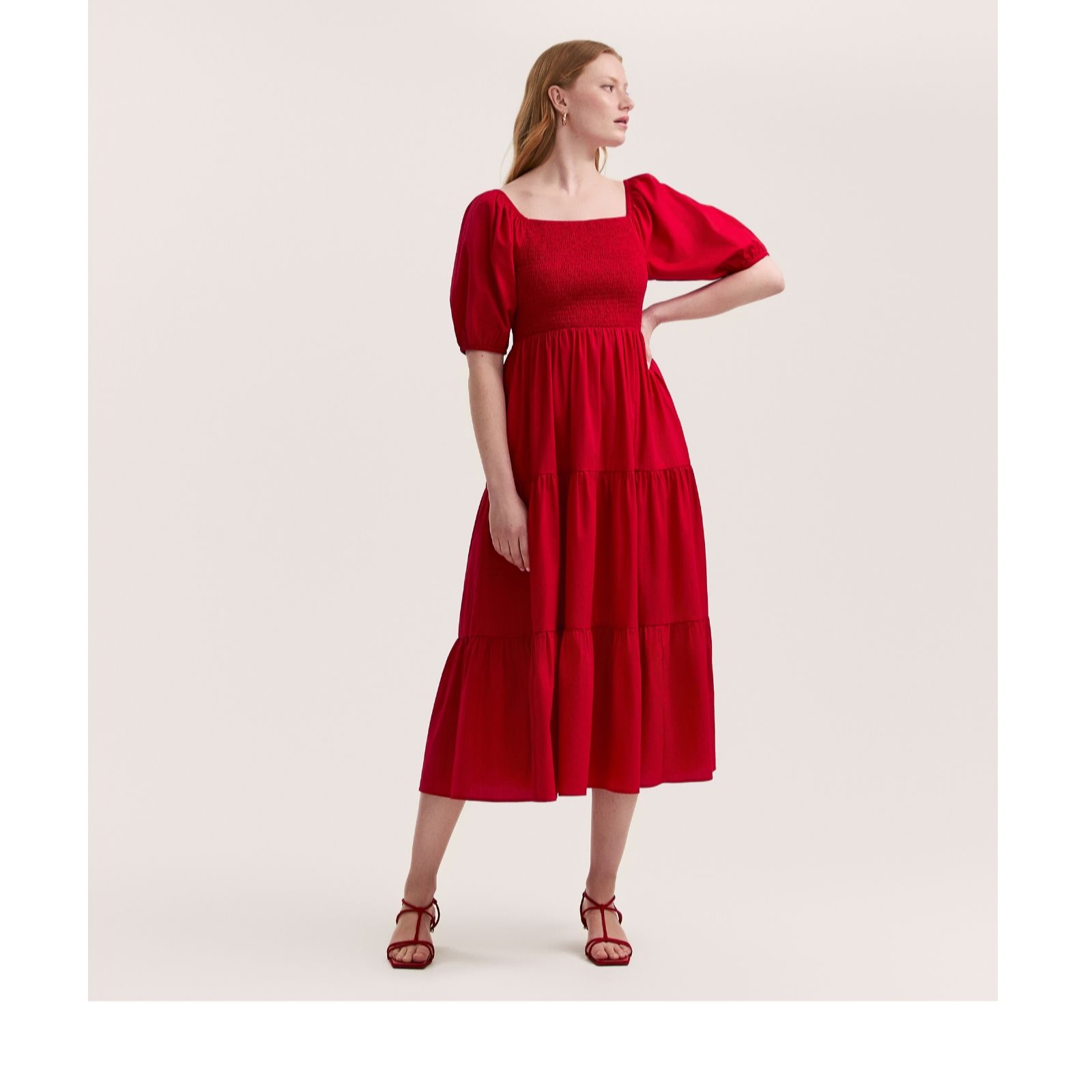Finery London 100% Cotton Melody Dress with Puff Sleeves women's