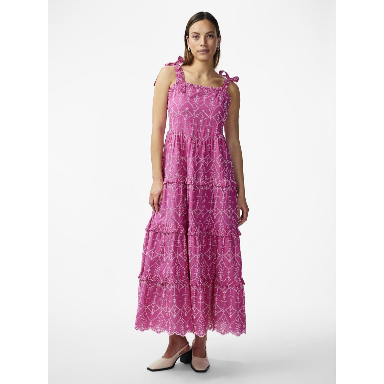 YAS Malura Embroidered Tiered Maxi Dress