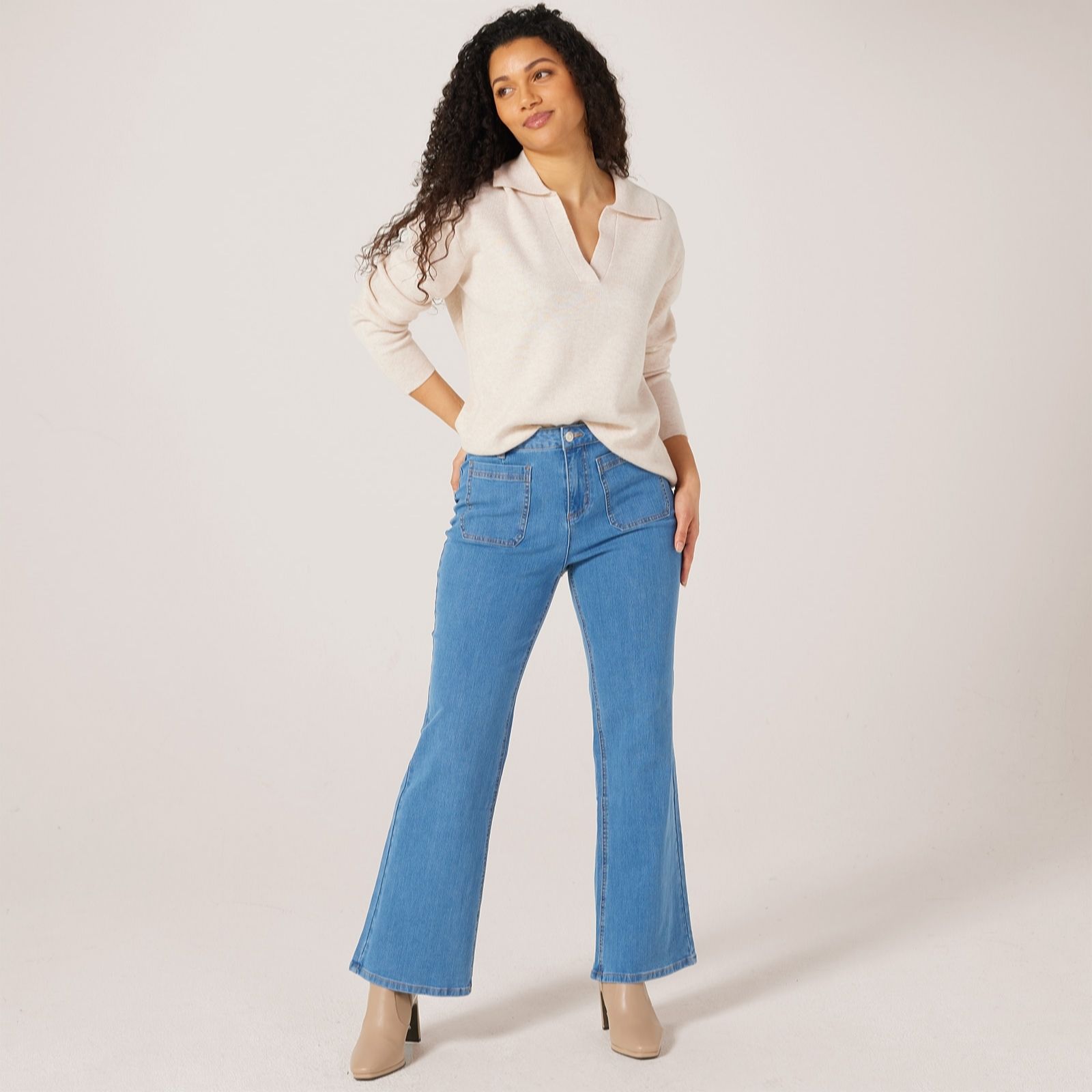 Ruth Langsford Light Indigo Pocket Front Bootcut Jeans Petite