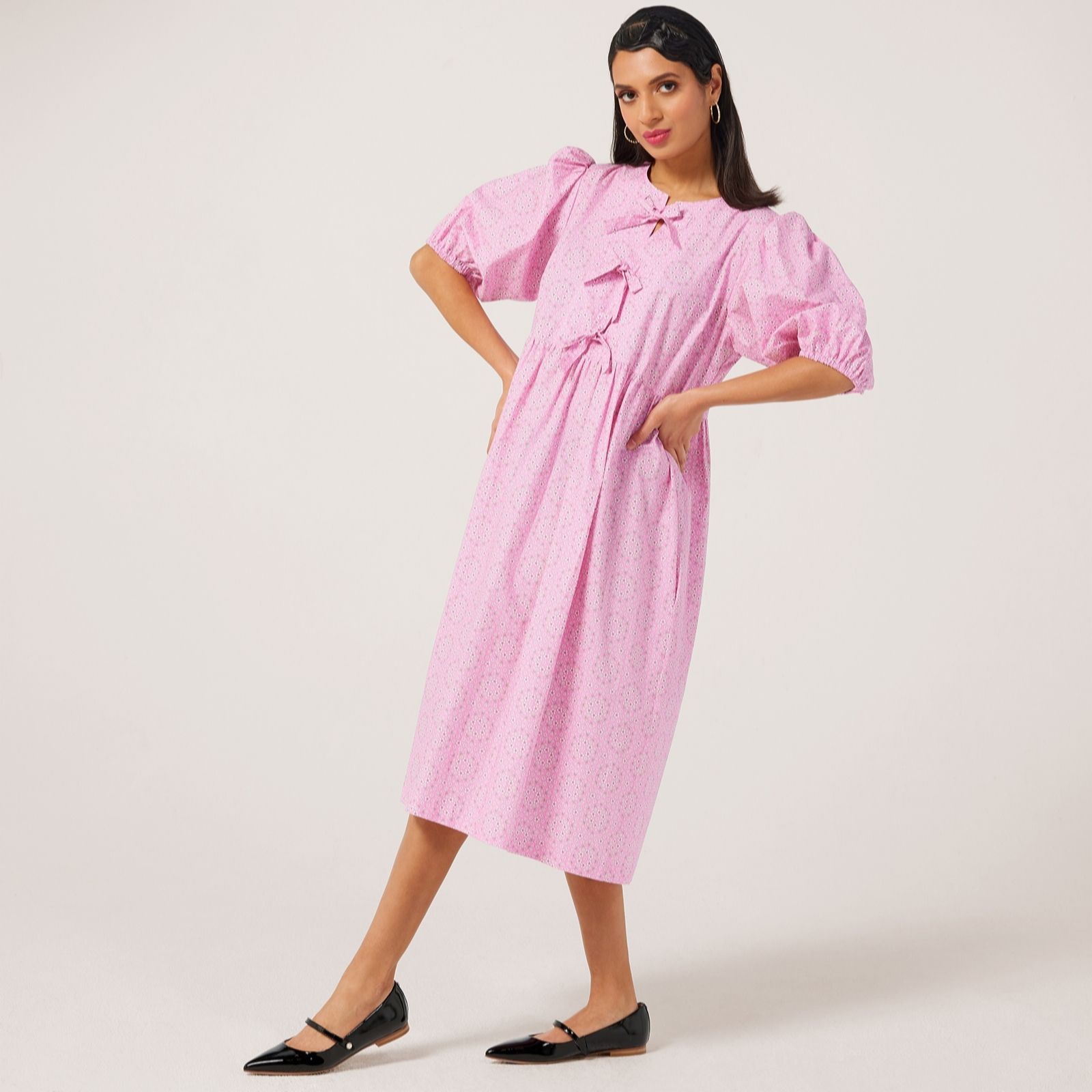 Helene Berman Godwin Green Made With Liberty Fabric Tie Front Dress
