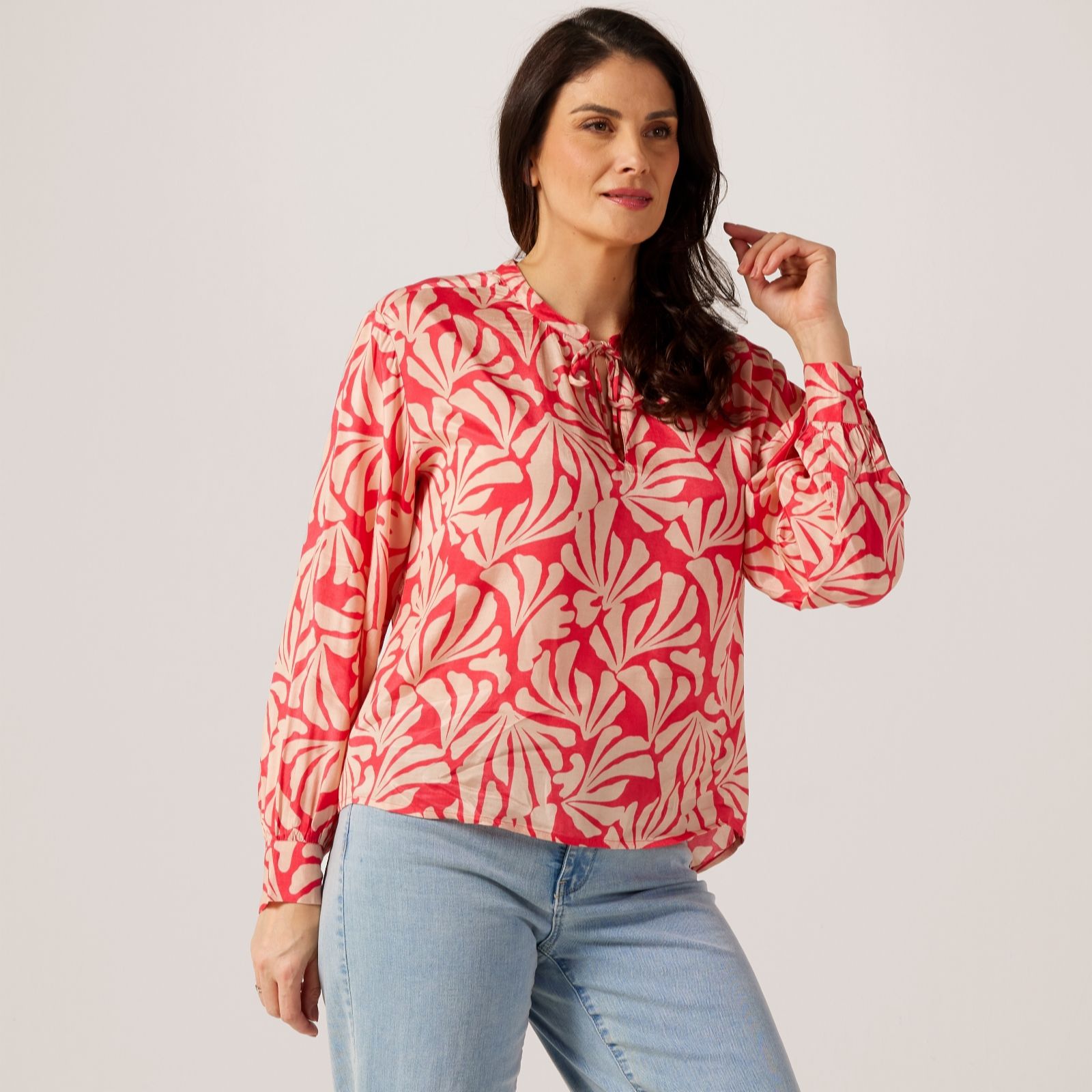 Masai Copenhagen Bonitai Printed Shantung Tie Neck Blouse