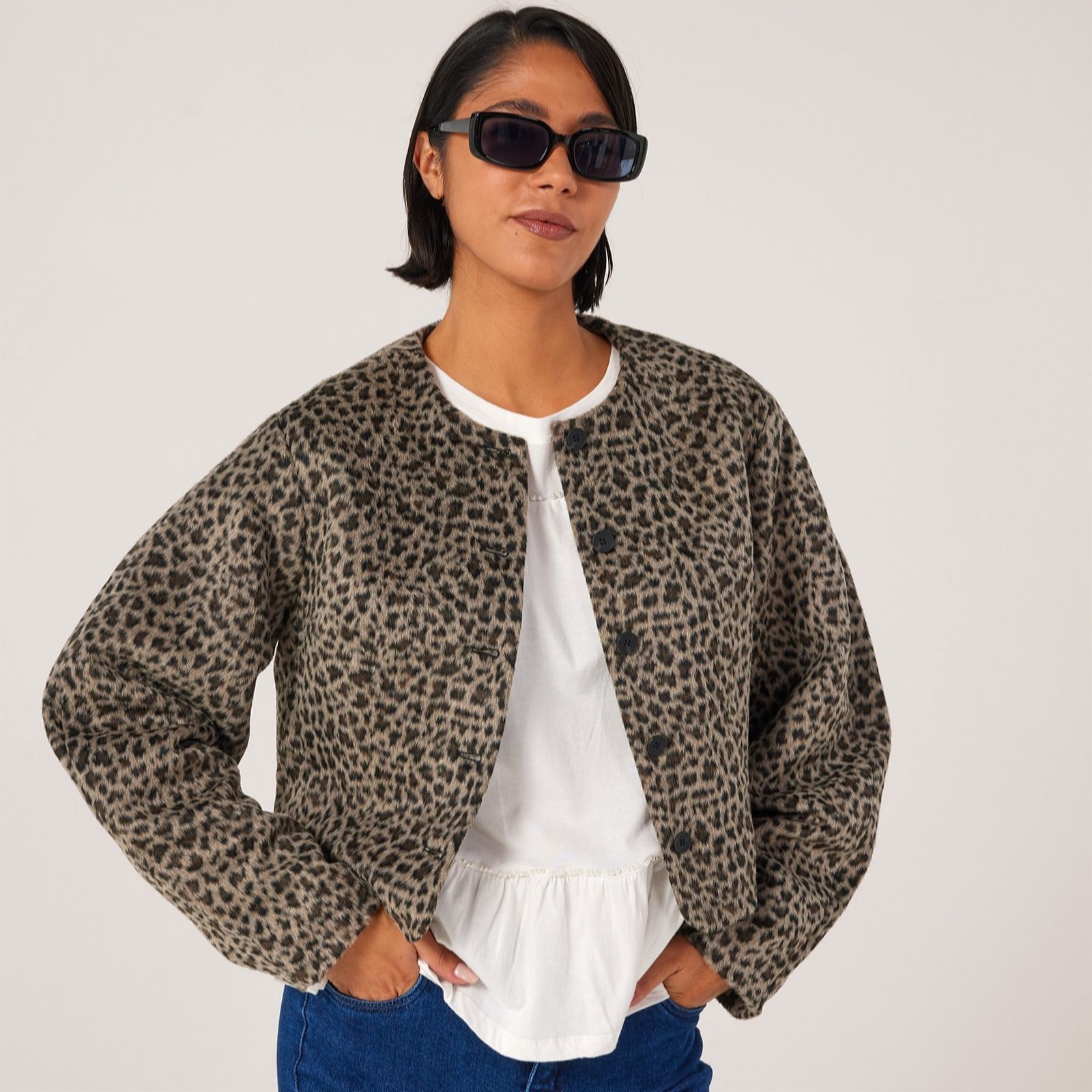 Jdy Grey Leopard Mica Printed Jacket