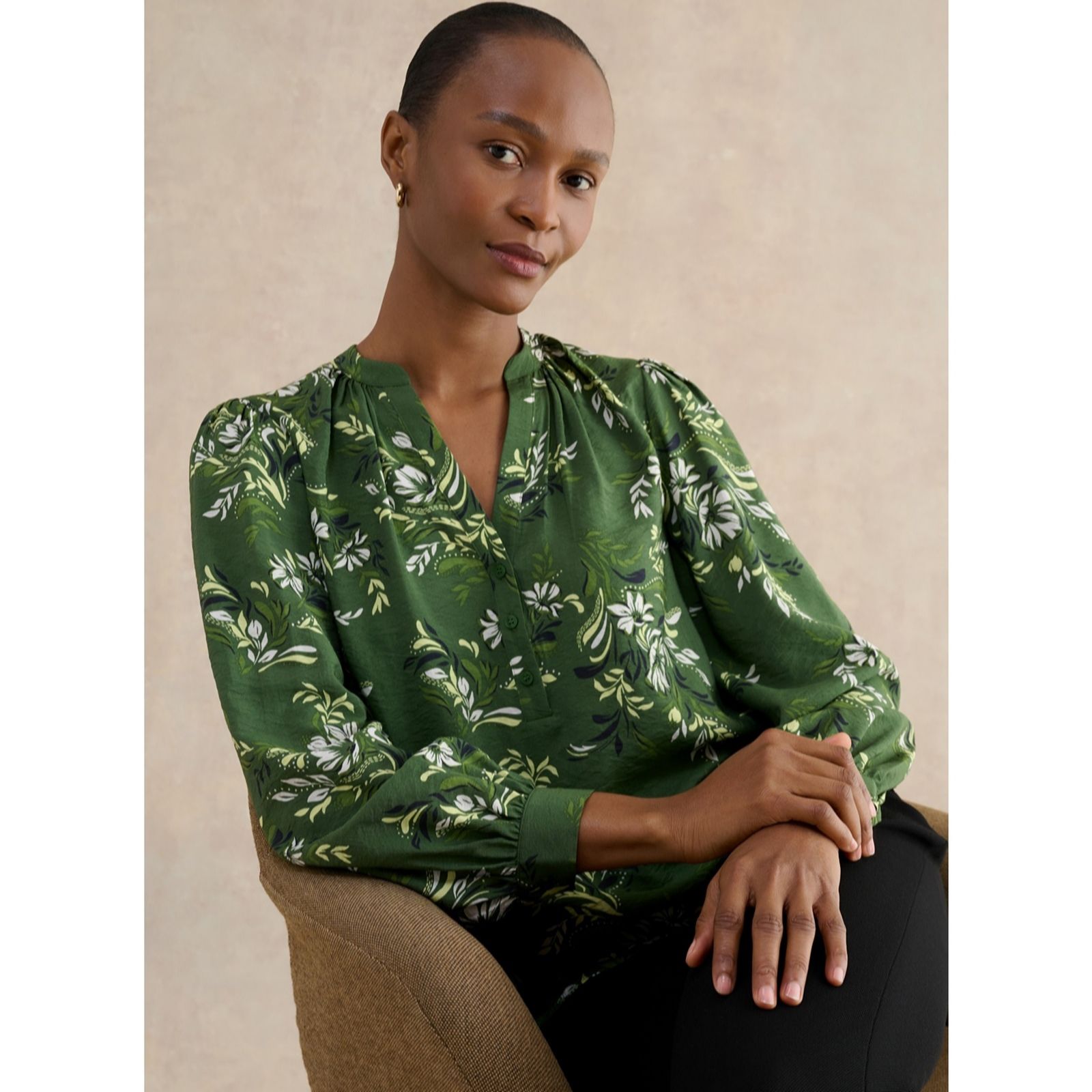 Hobbs London Green Multi Sylvia Blouse