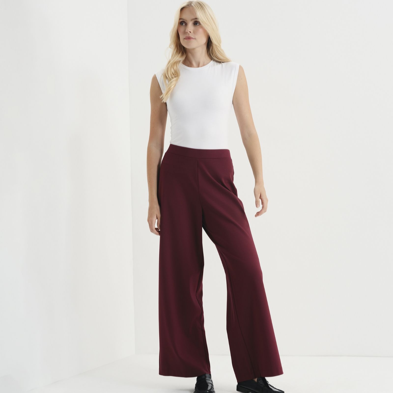 Finery London Kenzie Ponte Stretch Waist Trousers Short Length women's