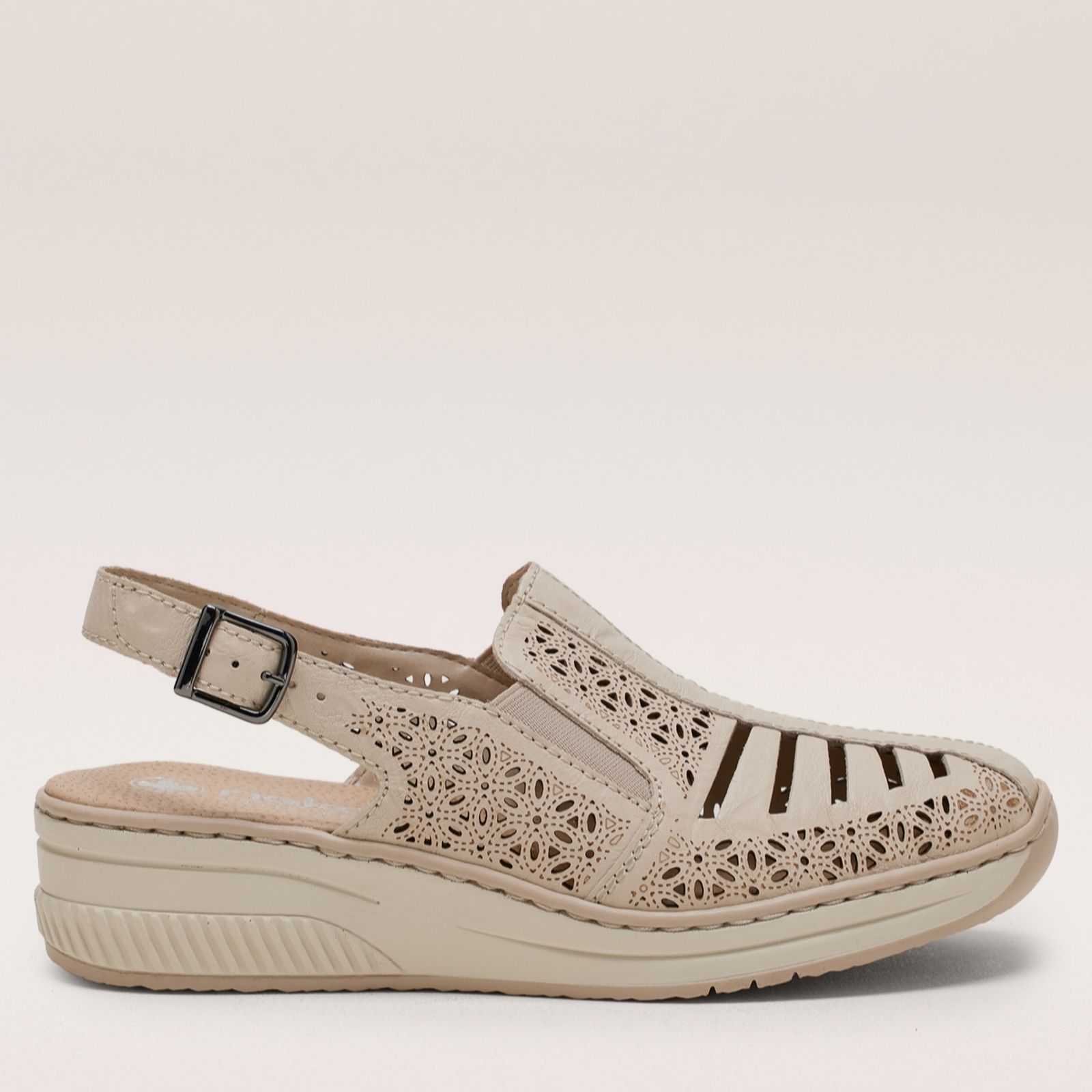 Rieker Women's Beige Sling Back Wedge Shoe