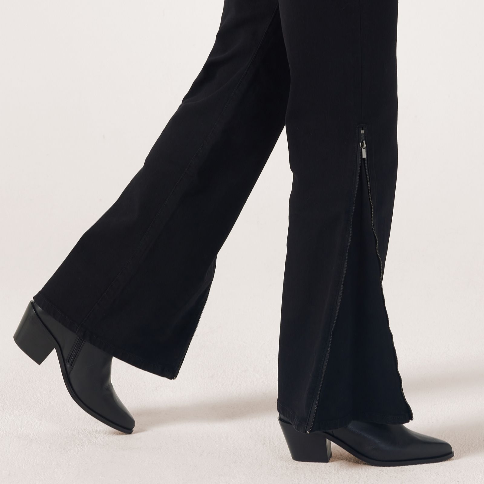 Marla Wynne Denim Convertible Flare Trousers Black