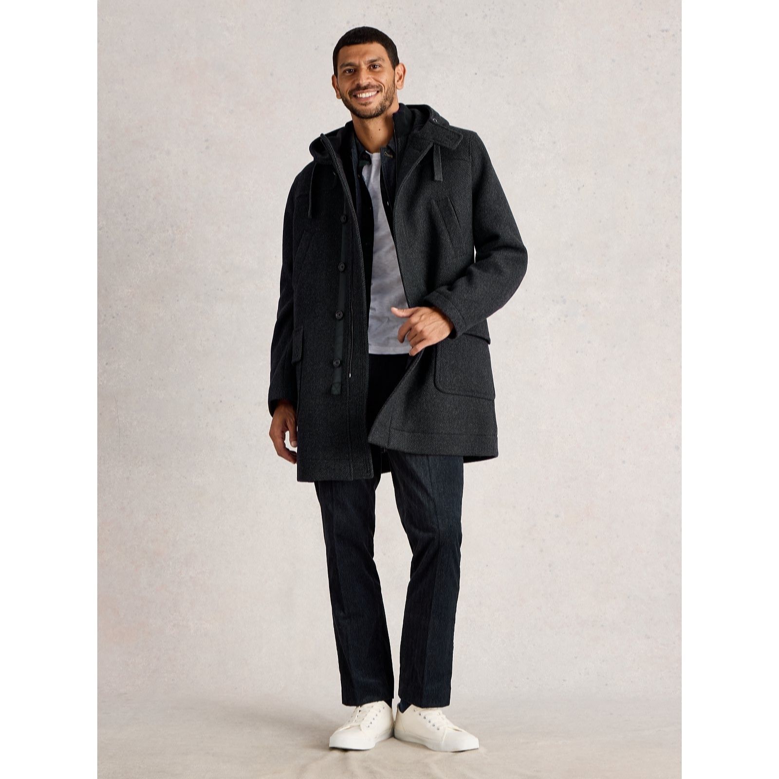 White Stuff Men's Wool-Blend Duffle Coat