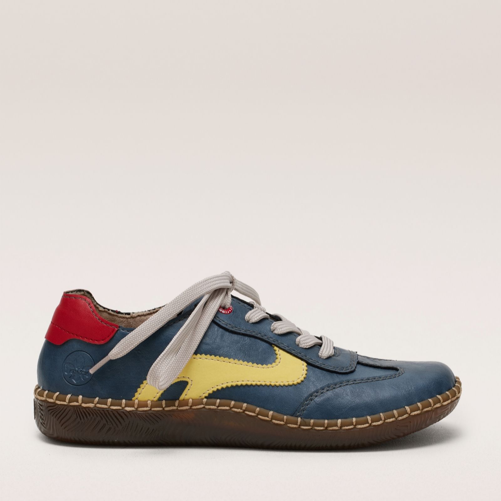 Rieker Blue Leather Lace Up Comfort Trainer