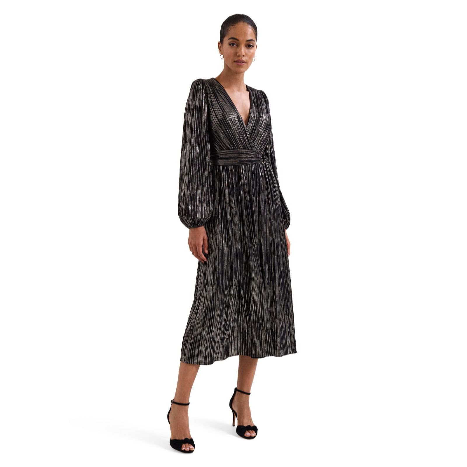 Phase Eight Women's Black Multi Emre Stripe Midi Dress Standard