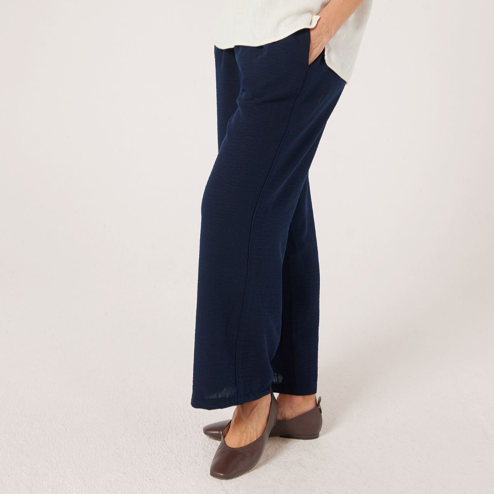 Kim & Co Black Linen Feel Olivia Wide Leg Standard Trousers