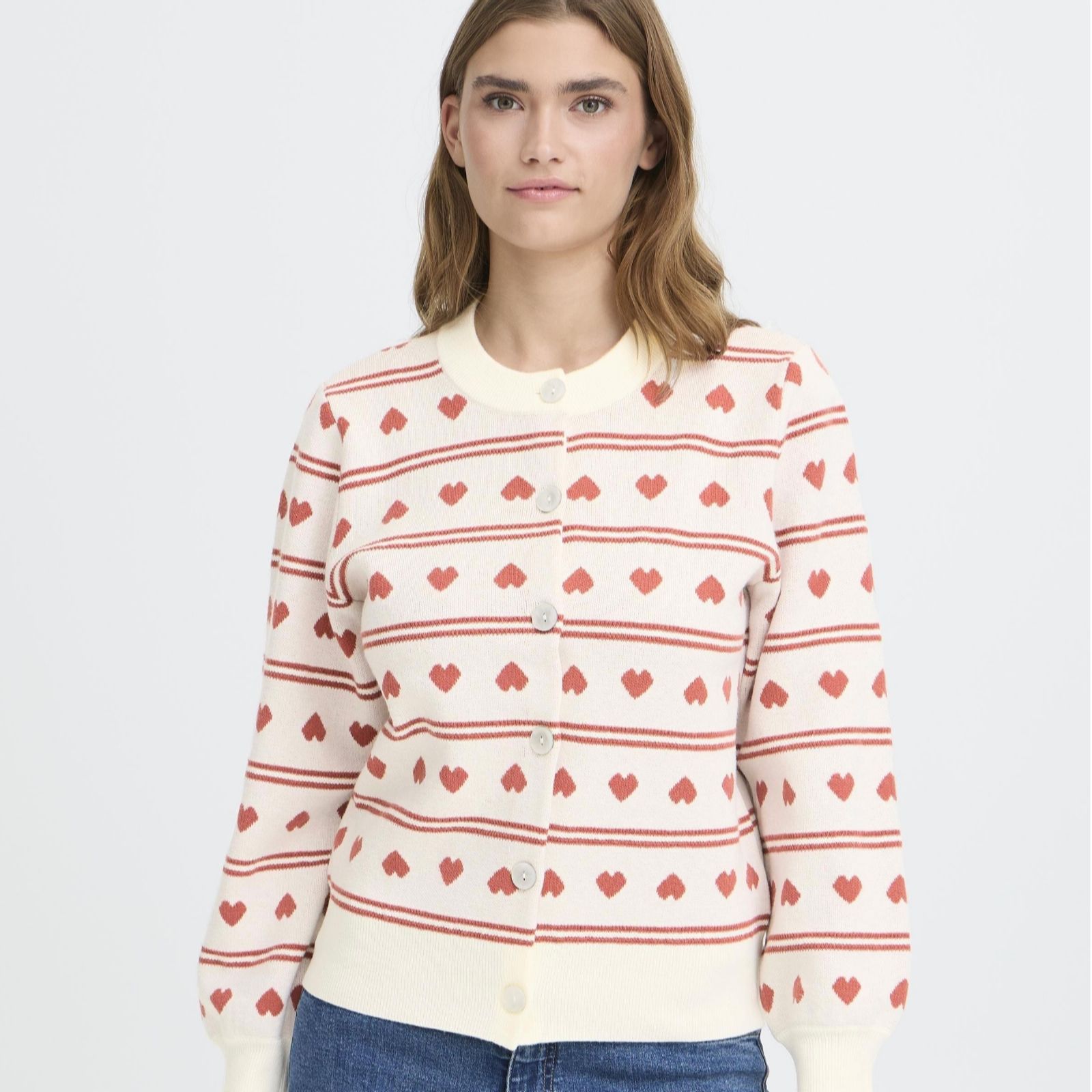 Ichi Women's Blue Brielle Heart Cardigan