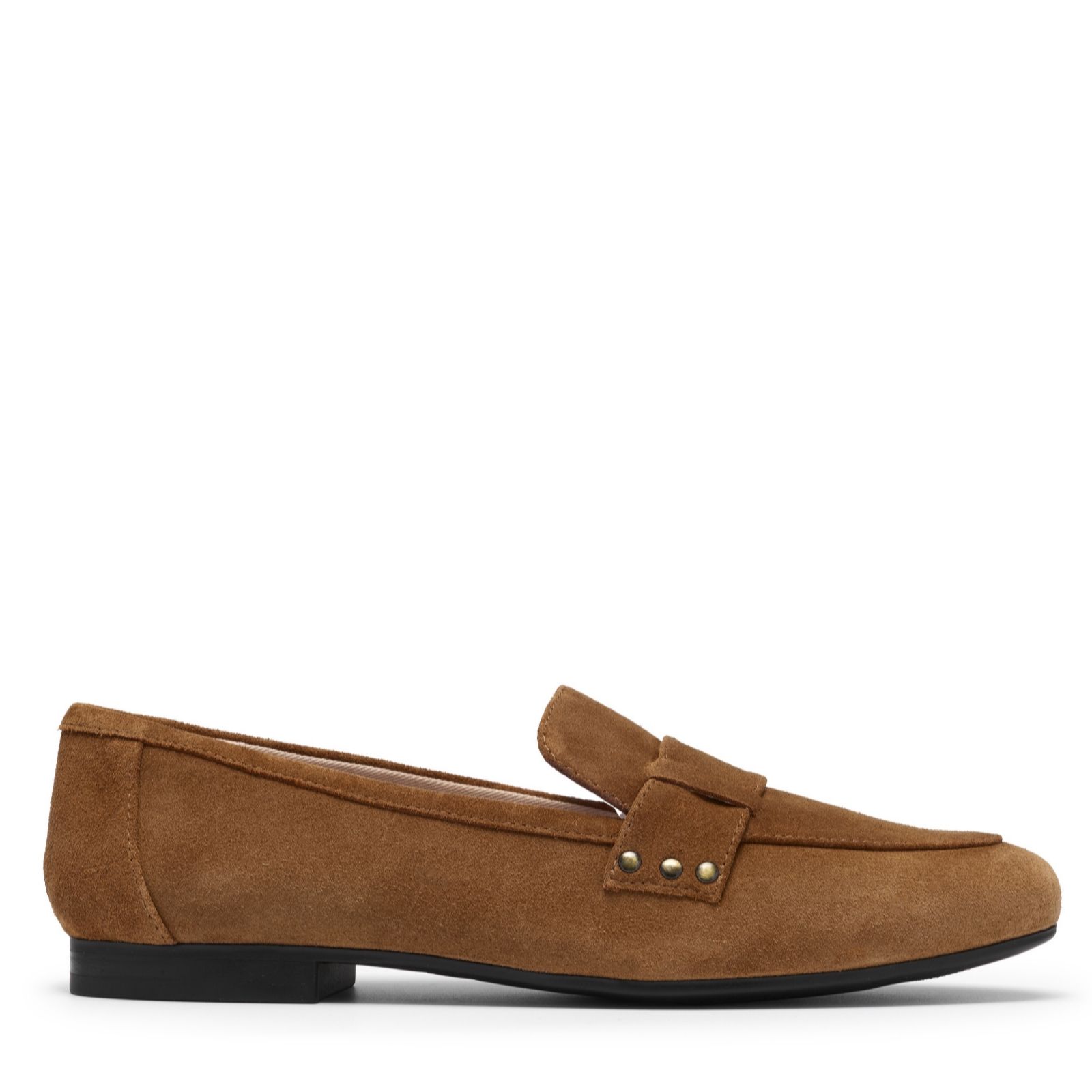 Clarks Women's Tamna Strap Black Suede Loafers, Slip Ons | Size: 8/Standard Fit