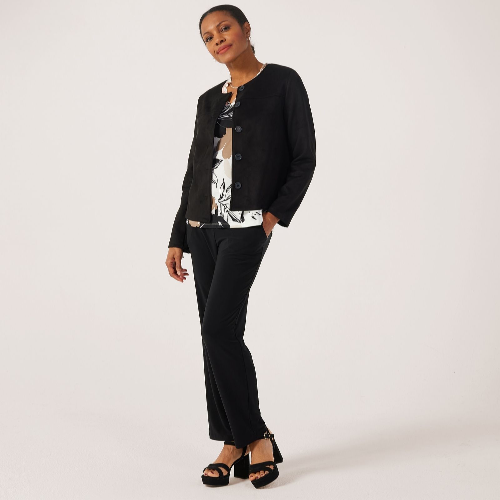 Kim & Co Black Deluxe Brazil Knit Jersey Krissy Narrow Leg Standard Trousers