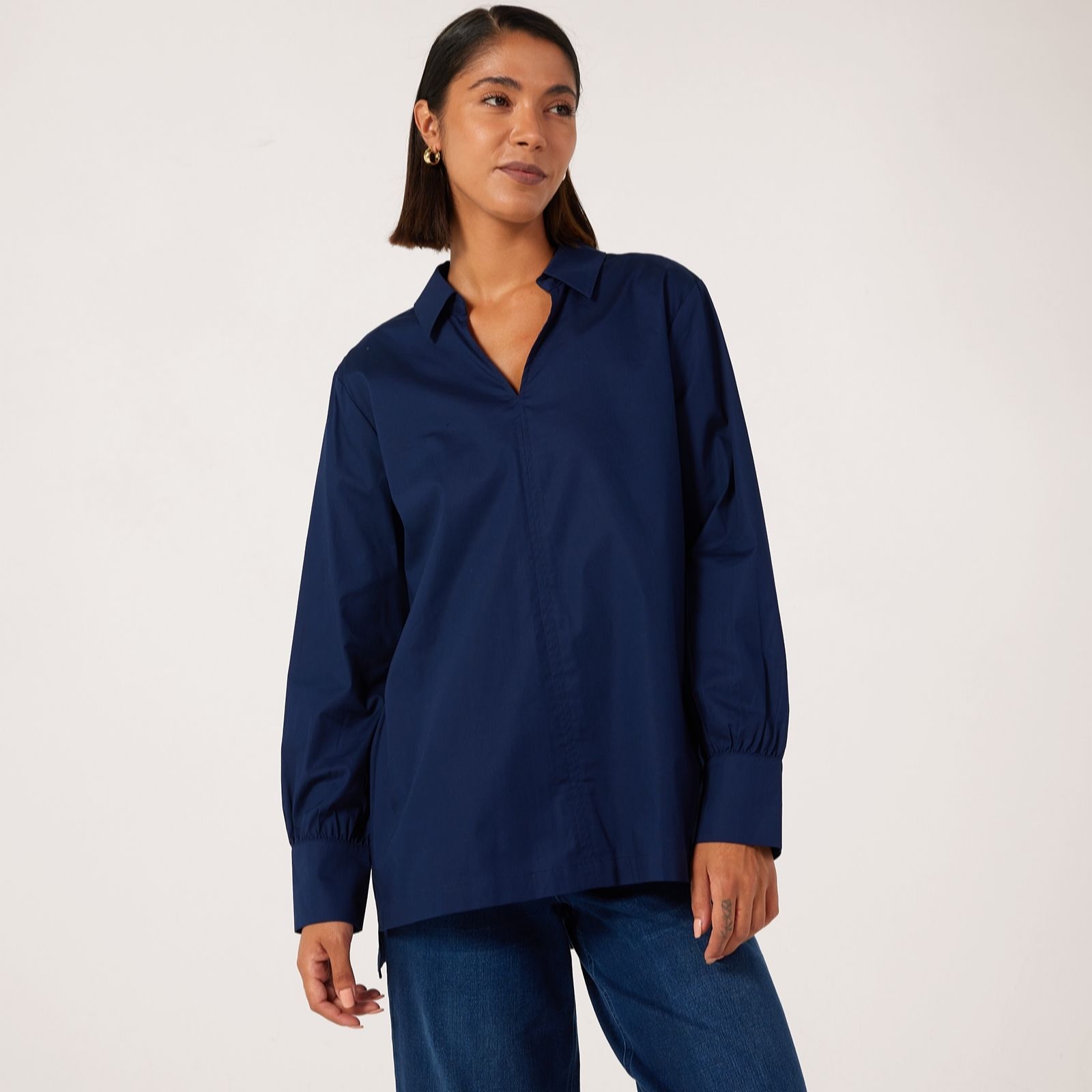 Ben De Lisi Navy Cotton Collared Shirt