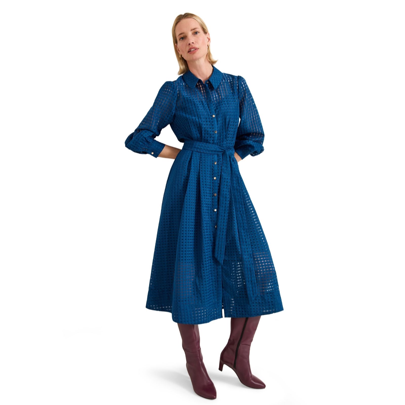 Phase Eight Natalie Teal Open Work Dress women's