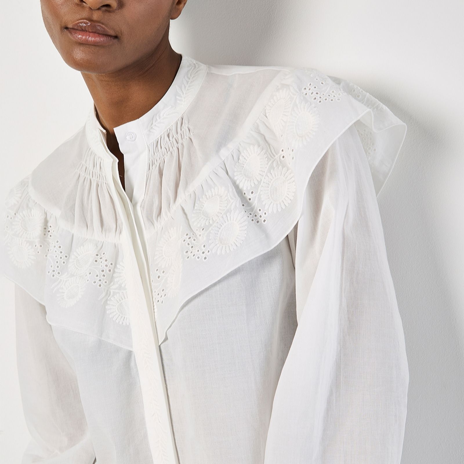 Apricot Embroidered Bib Shirt