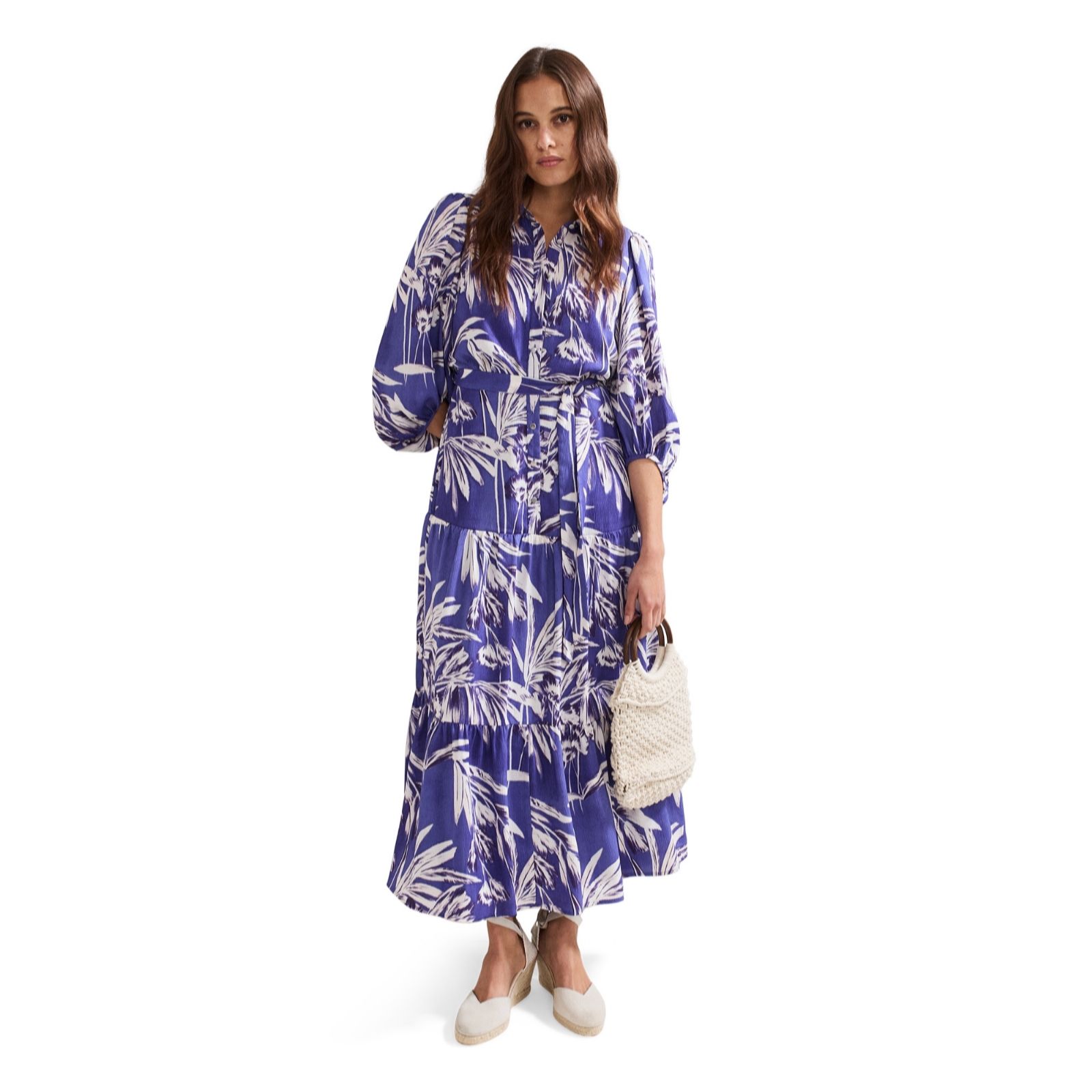 Phase Eight Women's Coralie Print Shirt Midaxi Dress in Cobalt | Size: 18