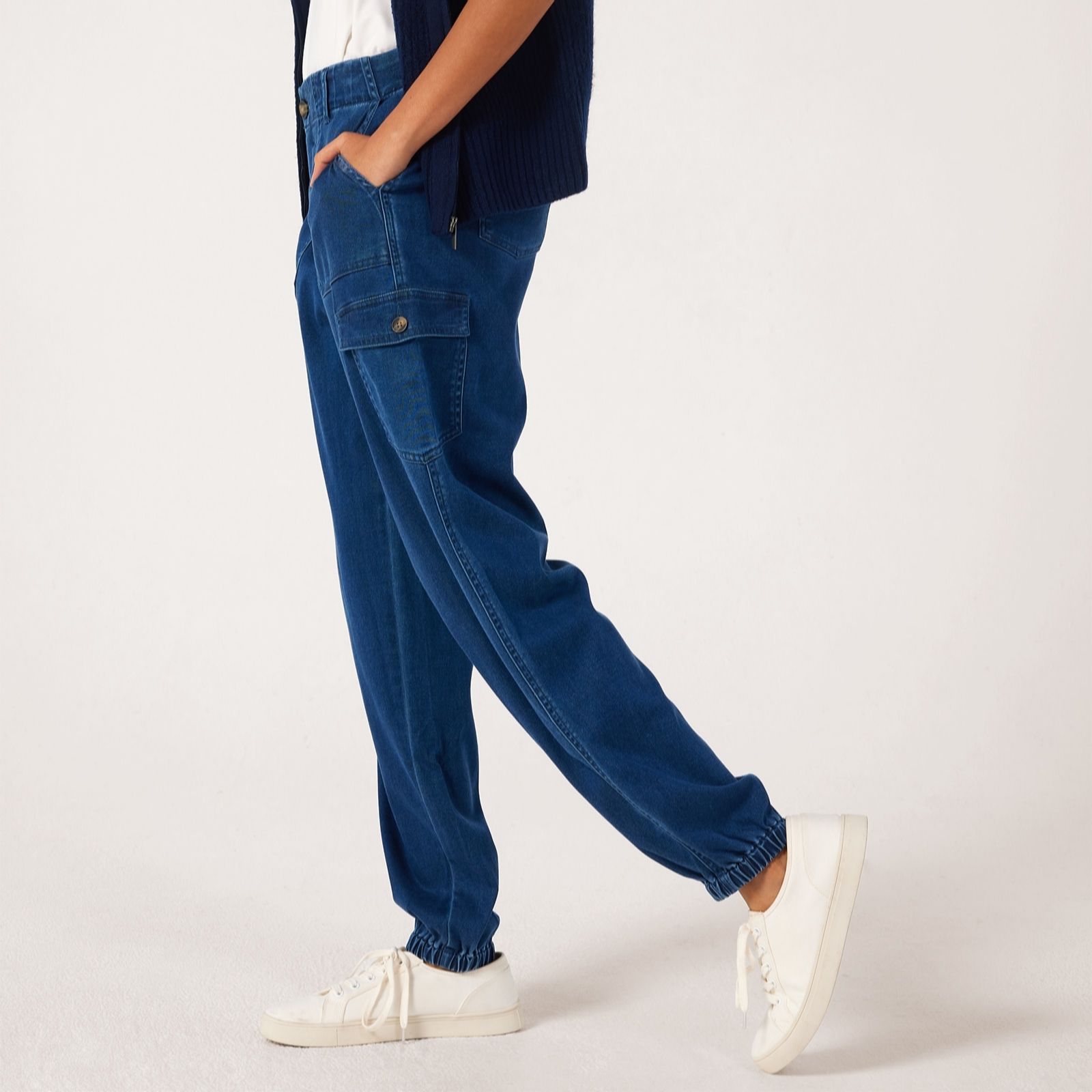 Ben De Lisi Indigo Wash Tencel Cargo Trouser Petite