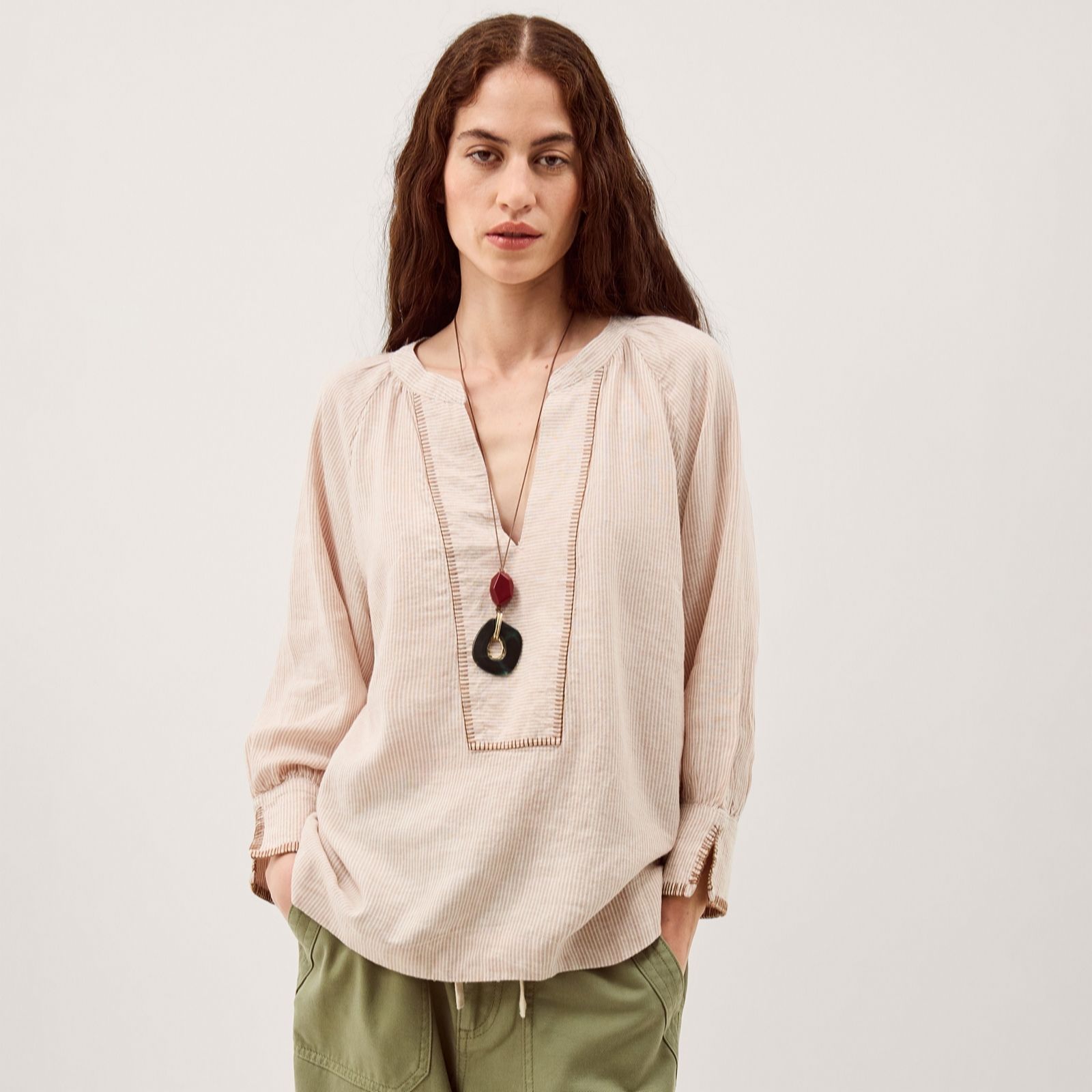 Monsoon Natural Frida Linen Blend Top