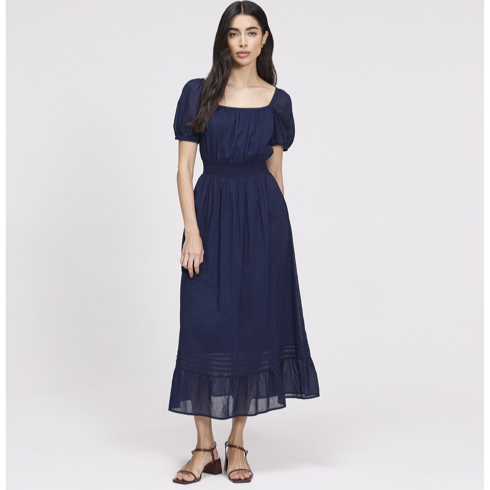 Finery London Mandy 100% Cotton Voile Puff Sleeve Dress Petite women's