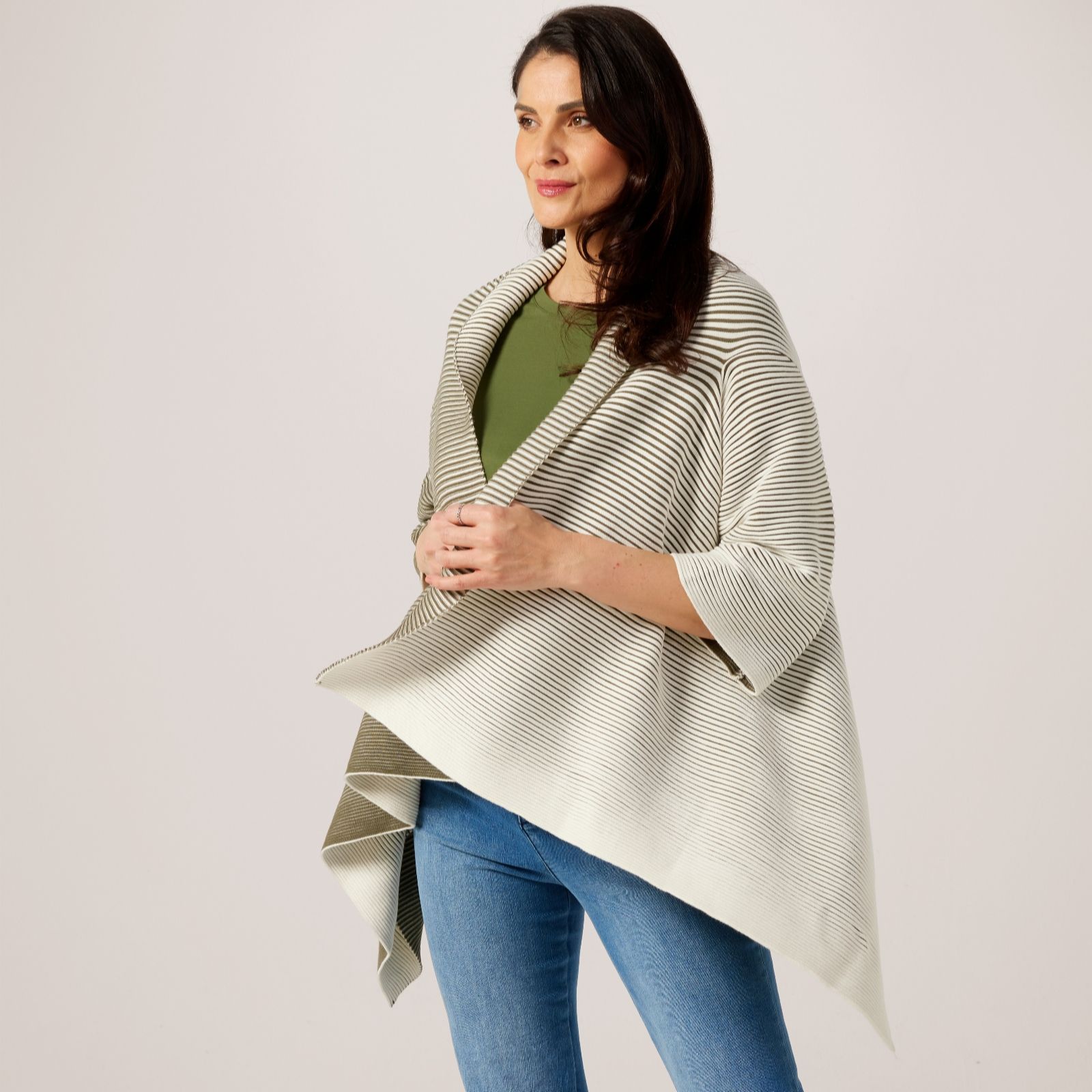 Marlawynne Black Cloud Textured Stripe Open Cardigan