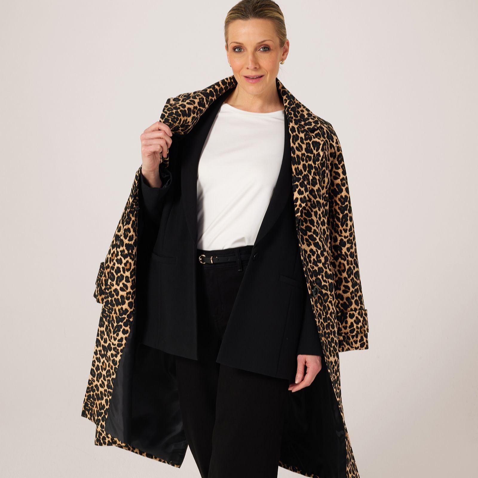 Helene Berman Animal Print Trench Coat