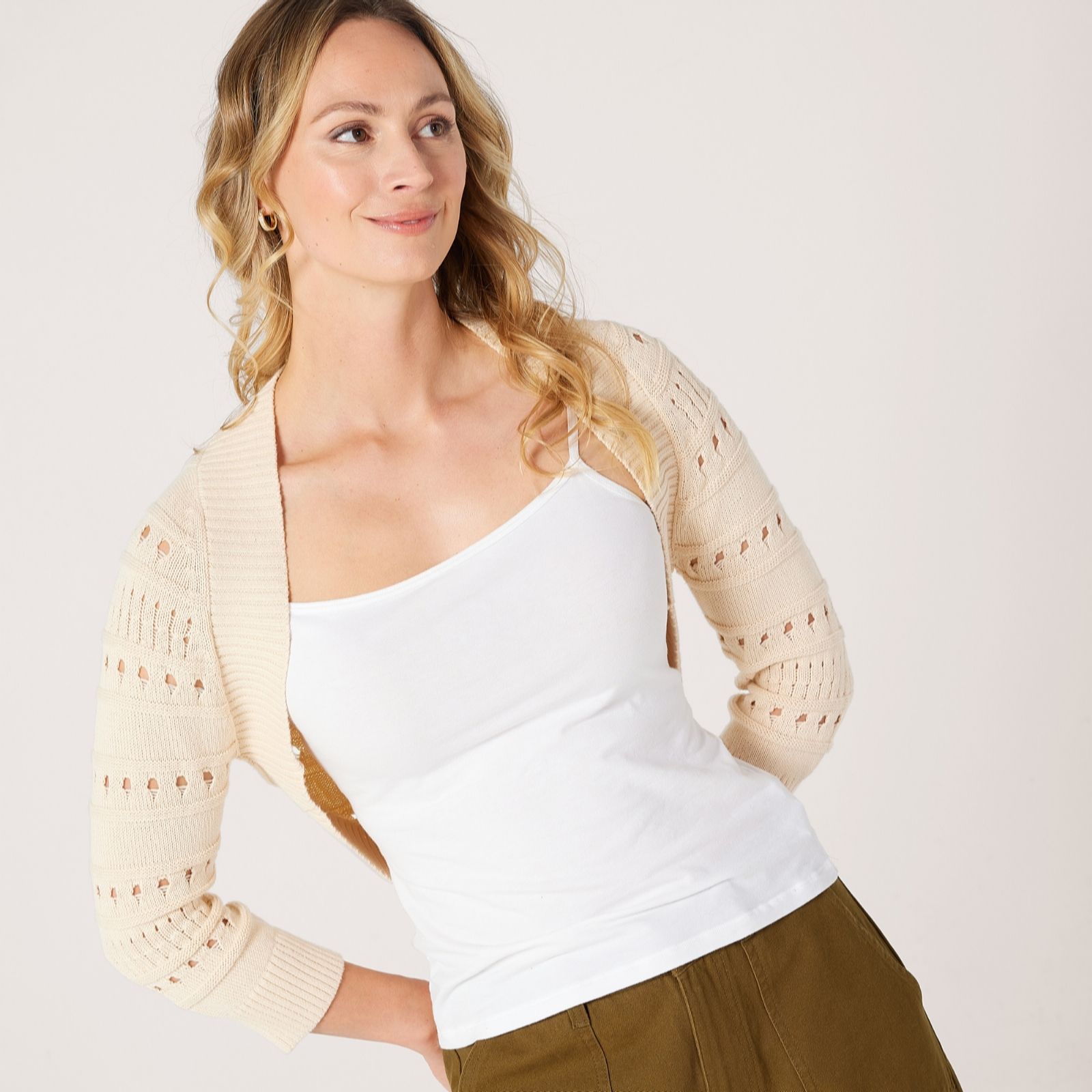 Marlawynne Black Layers Cotton Open Stitch Knit Bolero