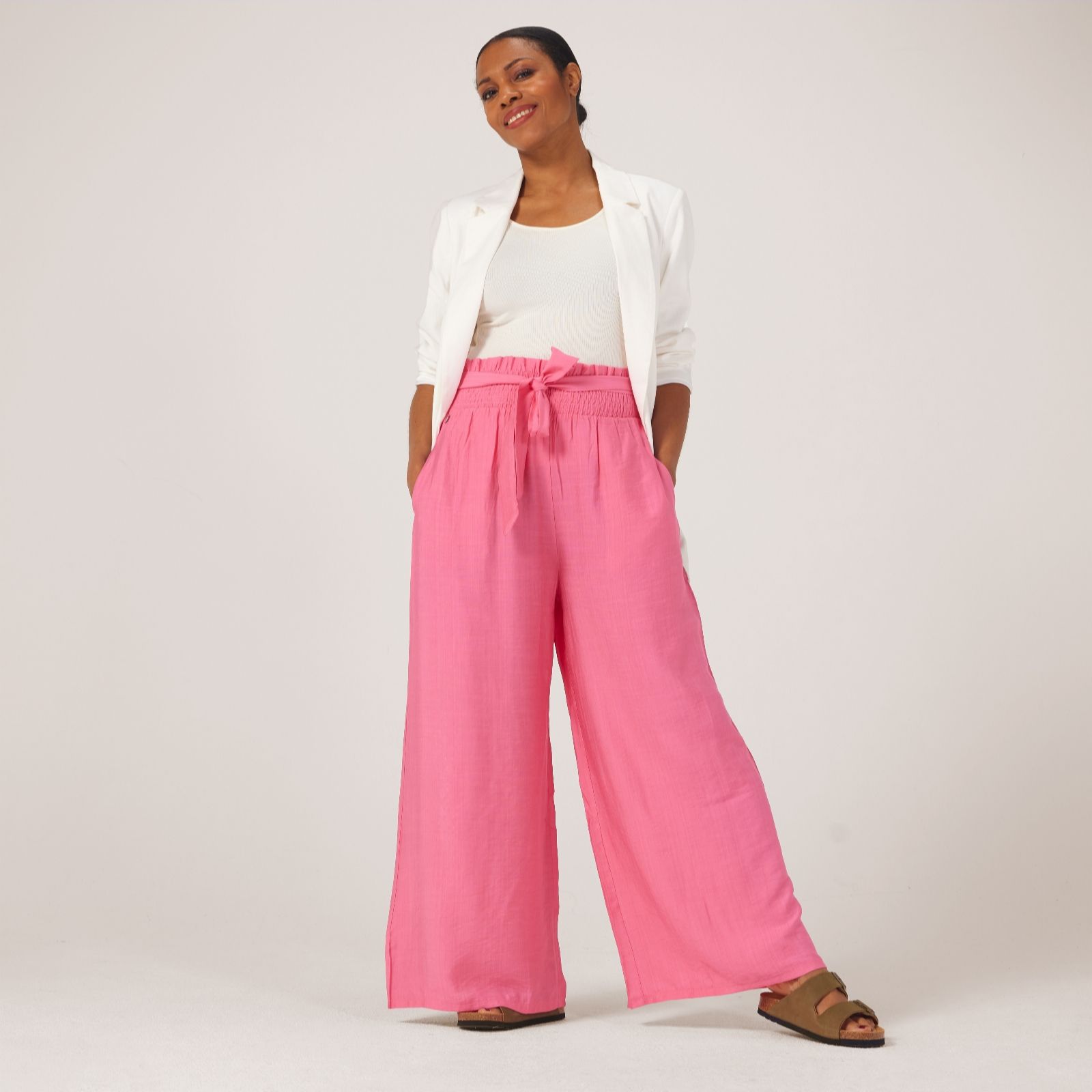 Malissa J Linen Handfeel Trousers with Fabric Belt