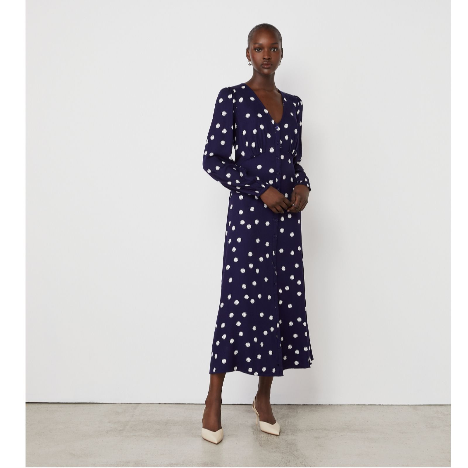 Finery London Cheryl Viscose Twill Spot Dress