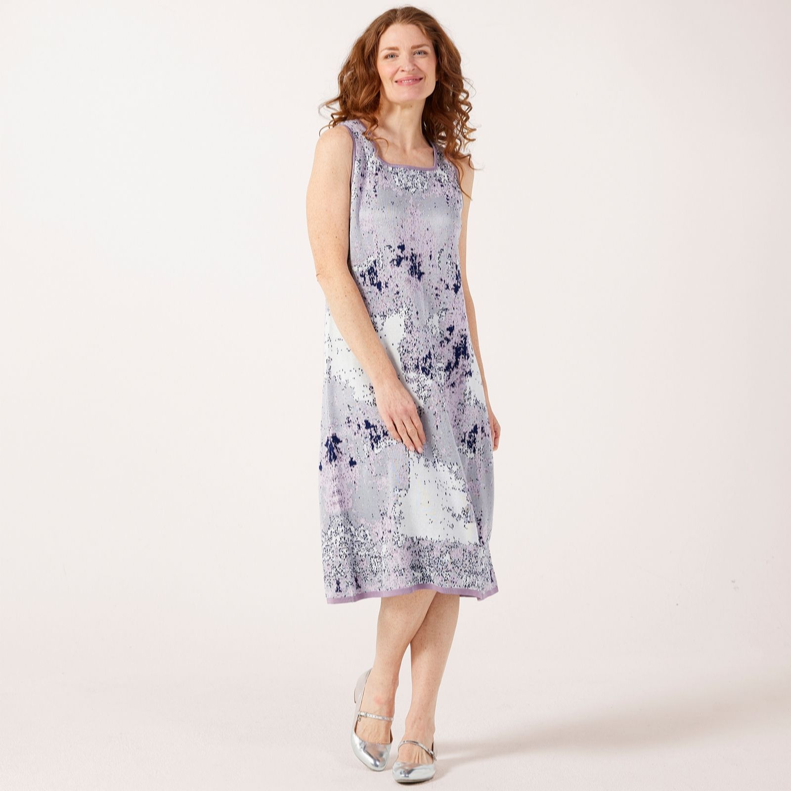 Marlawynne Chambray Collection Abstract Jacquard Sleeveless Dress
