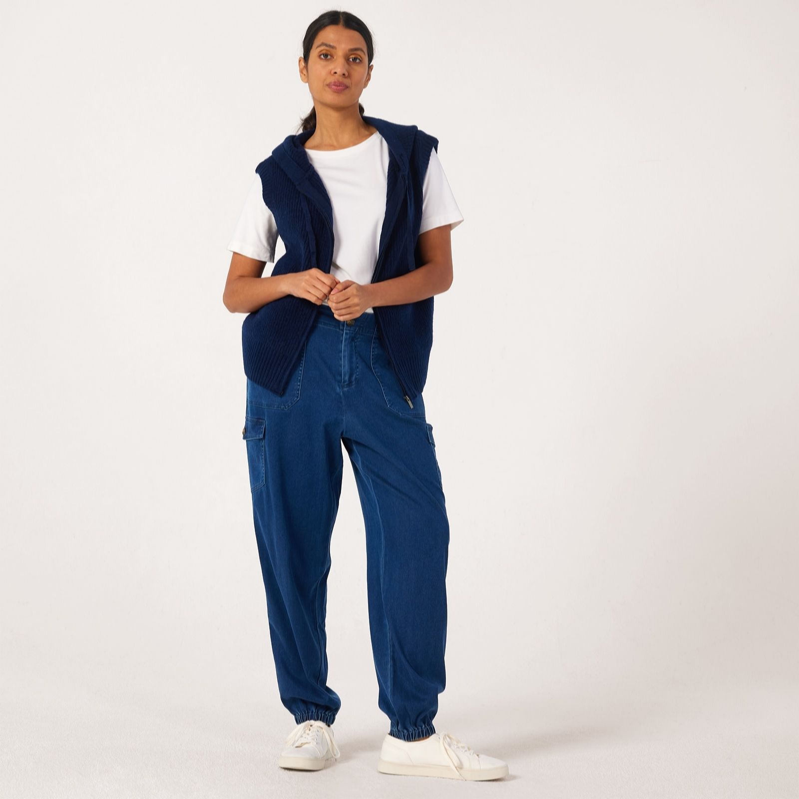 Ben De Lisi Indigo Wash Tencel Cargo Trouser Standard