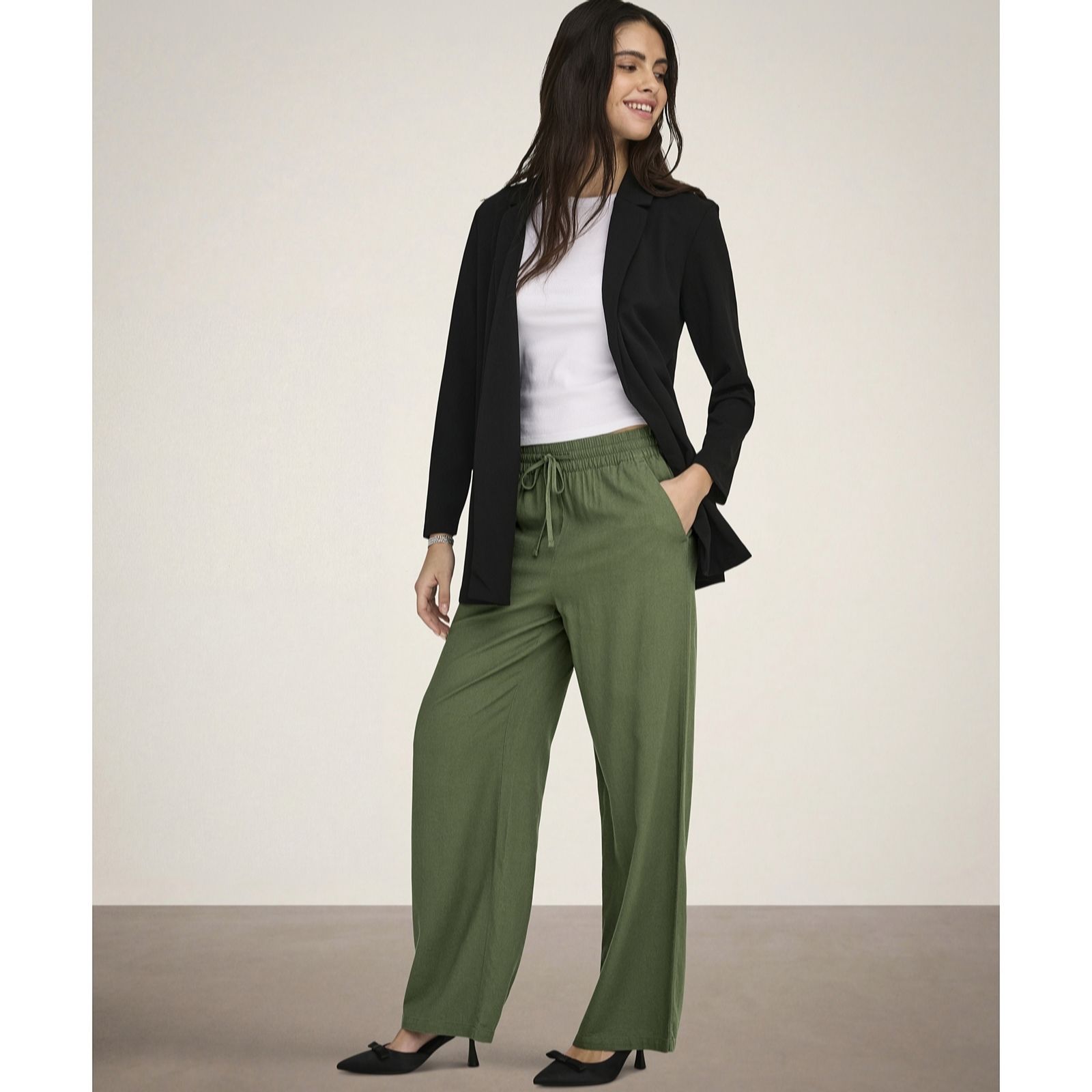 JDY Say High Wasited Linen Blend Trouser Standard