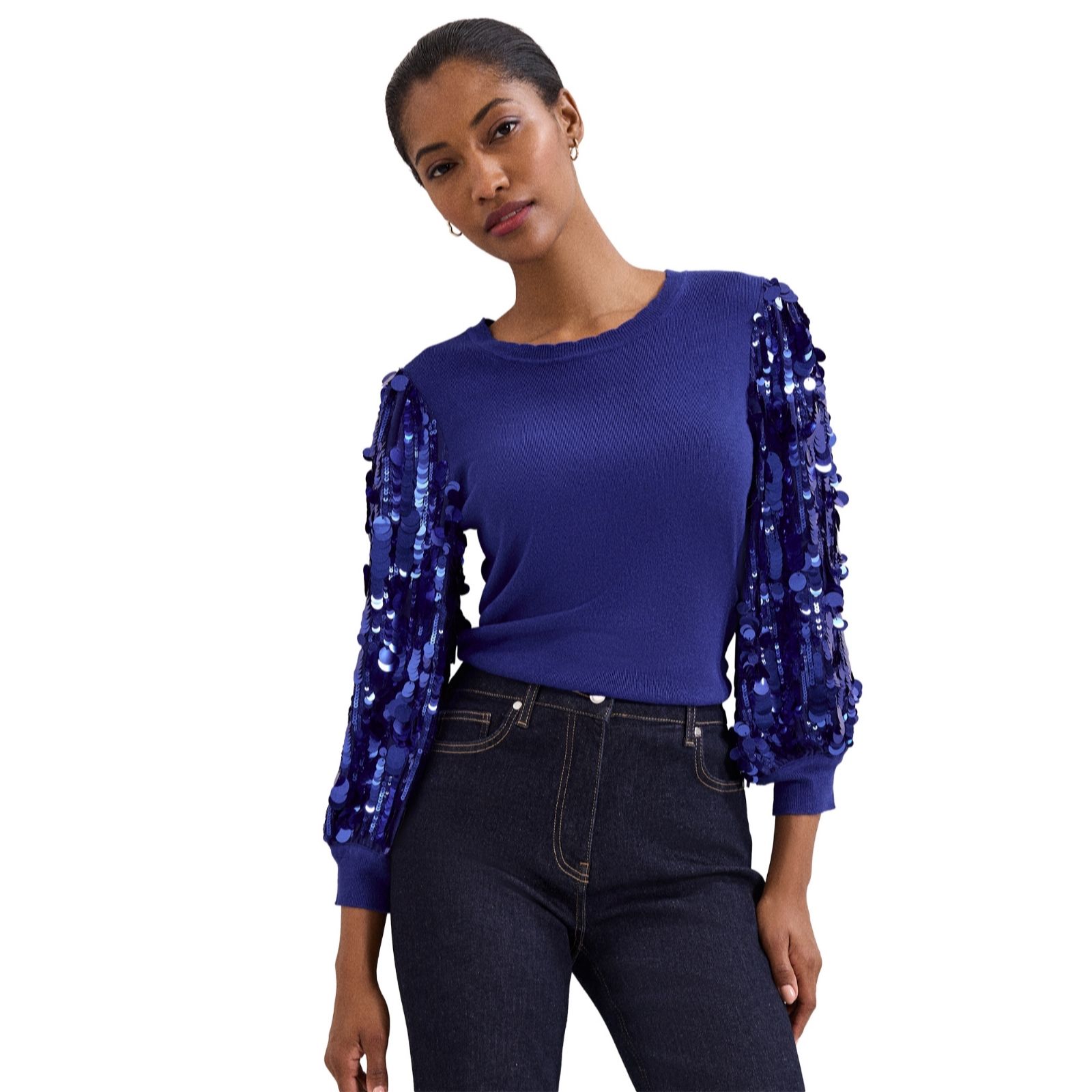 Phase Eight Women's Becky Sequin Jumper in Cobalt | Size: Large