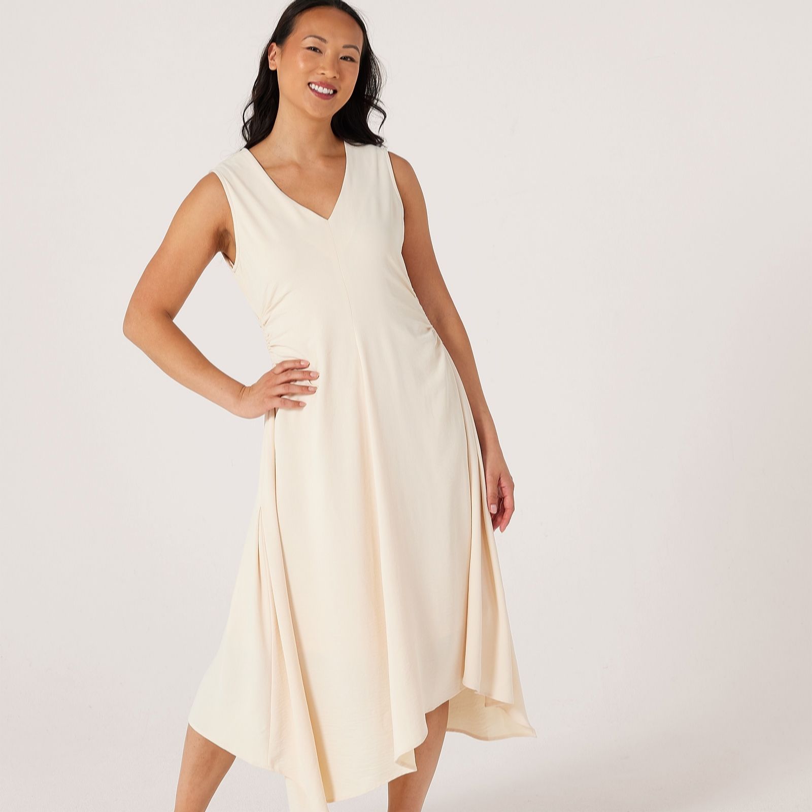Marlawynne Black Collection Crepe Asymmetric Hem Dress