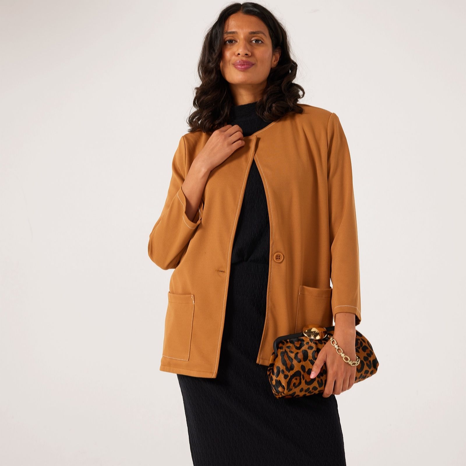 Kim & Co Caramel Contrast Stitch Jenna Twill Jacket