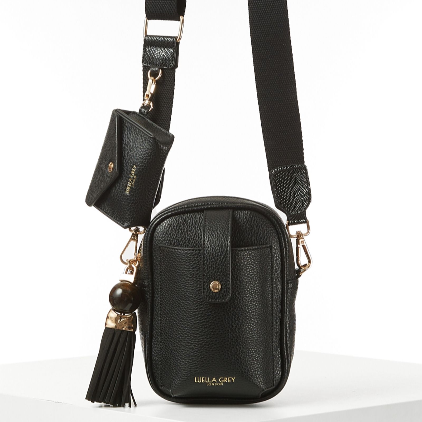 Luella Grey Black Portrait Crossbody