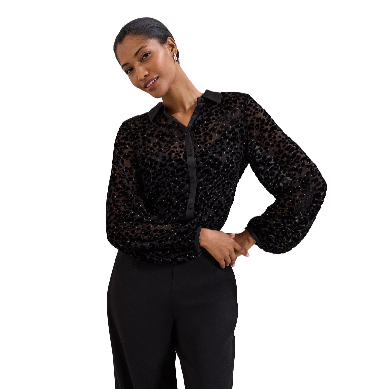 Phase Eight Della Velvet Animal Burnout Shirt women's