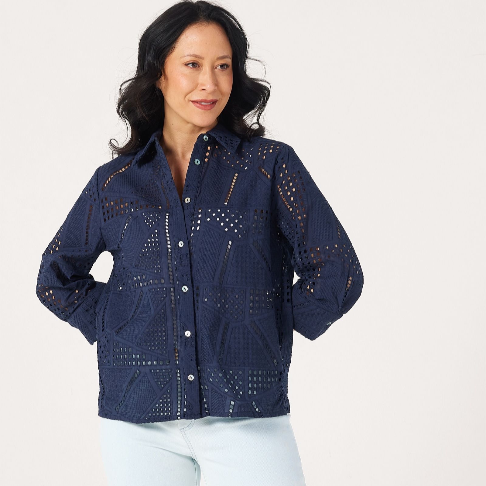 Marlawynne Burnt Orange Colection Pointelle Patchwork Shirt
