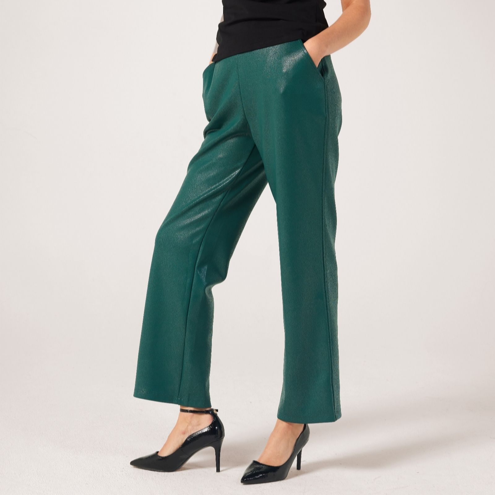 Kim & Co Croco Pleather Straight Leg Petite Trousers