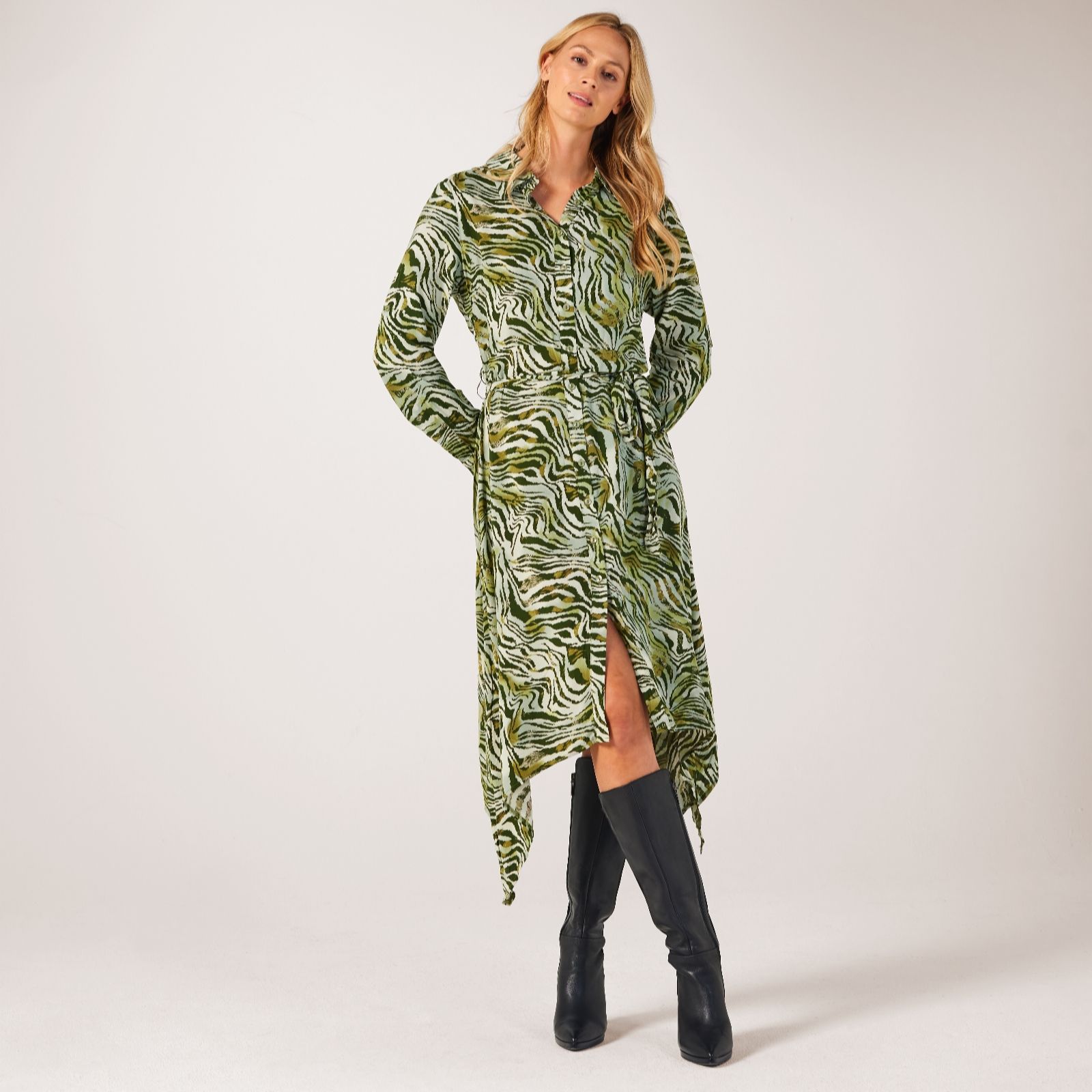 Izabel London Printed Shirt Dress with Belt