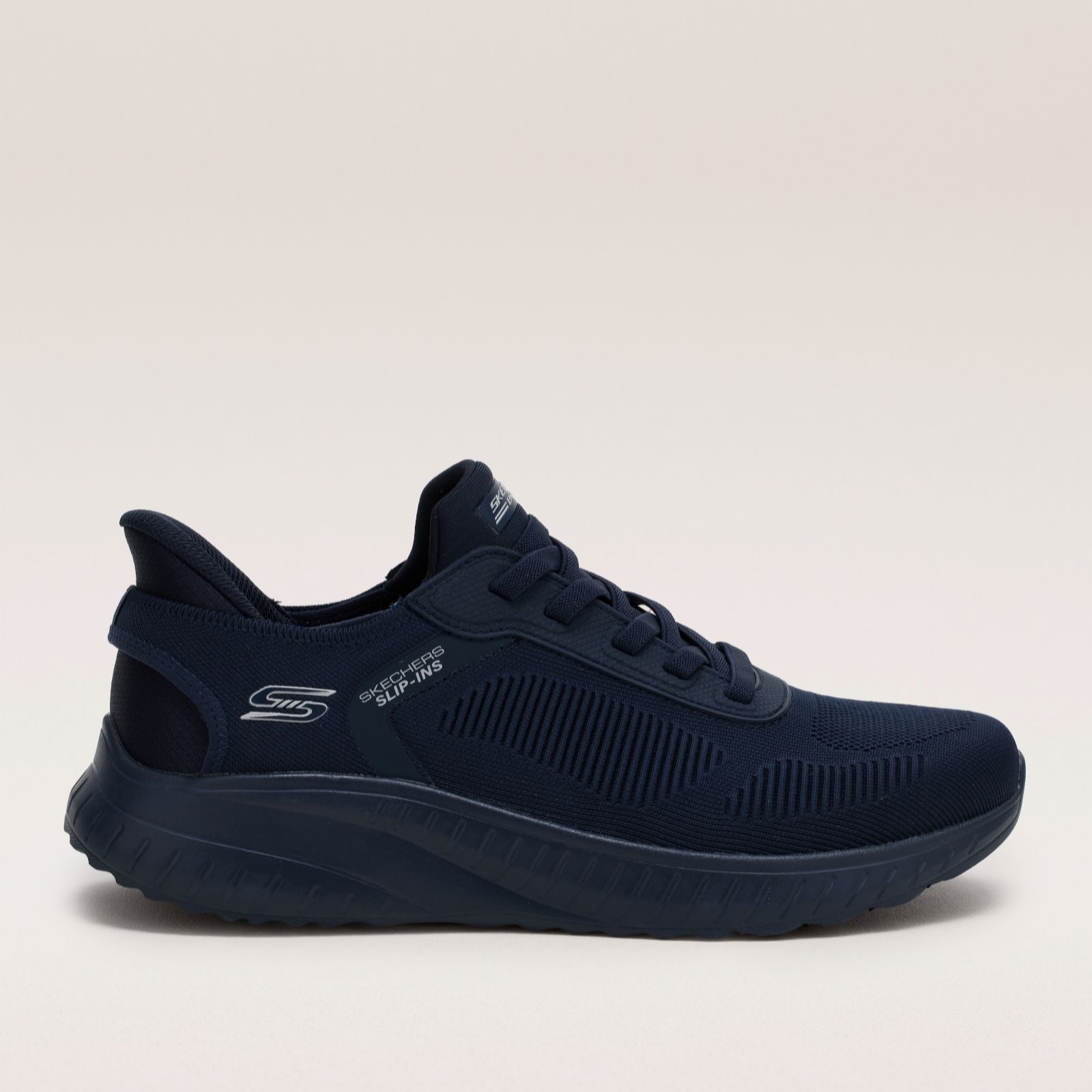 Skechers Men's Black Bobs Squad Chaos Solid Step Slip-Ins Trainers