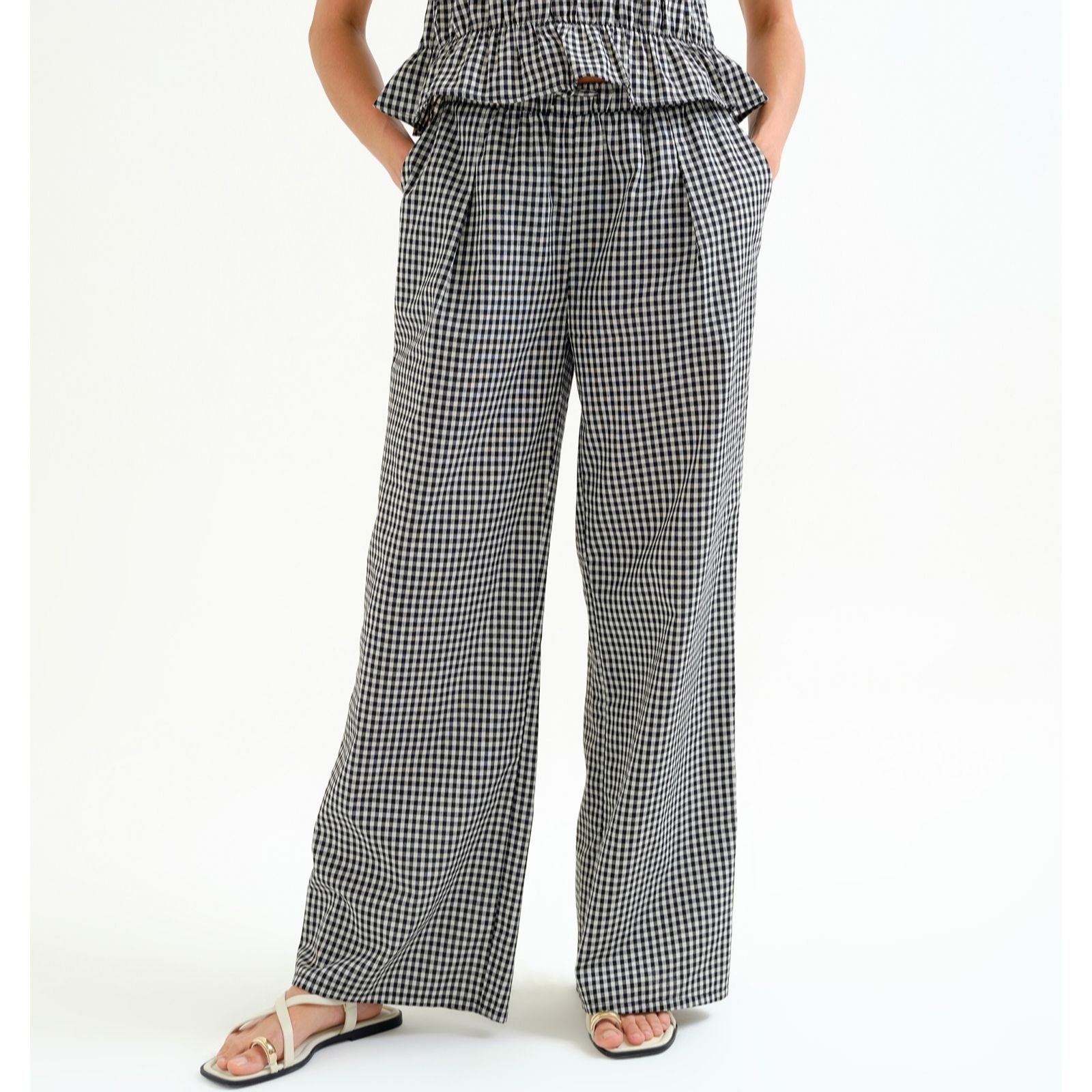 Compania Fantastica Black,White Black Gingham Trousers